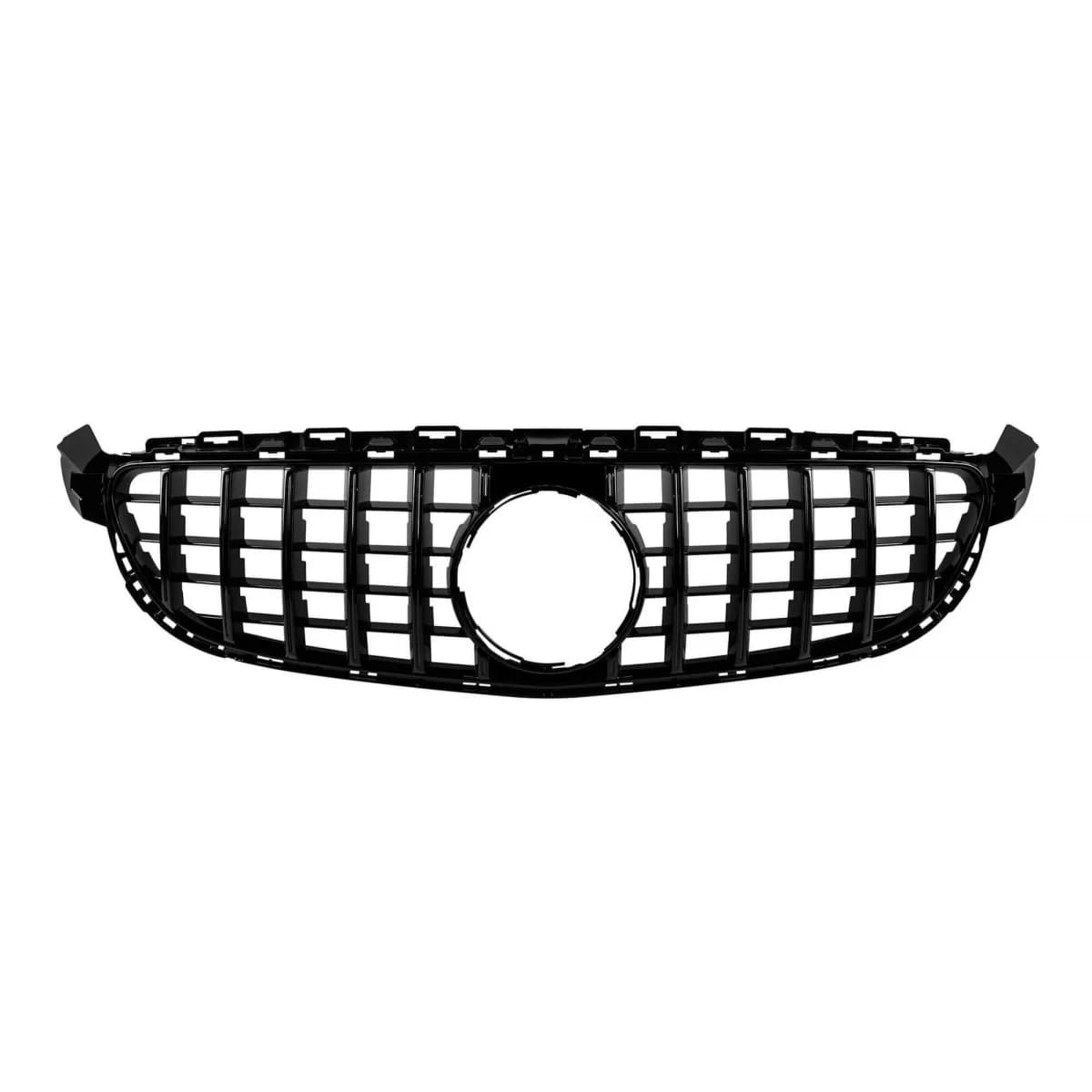 Black lacquer GT type grille suitable for C63 Mercedes C-Class W205 sedan, S205 estate 2014-2020, without camera opening, for the model with A Design C63 front bumper