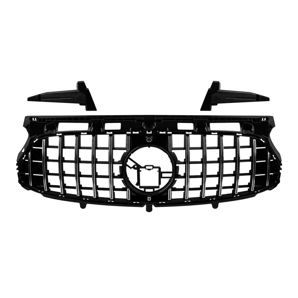 Chrome/black GT type grille suitable for Mercedes GLA H247 after 2020 for A Design bumper with camera opening
