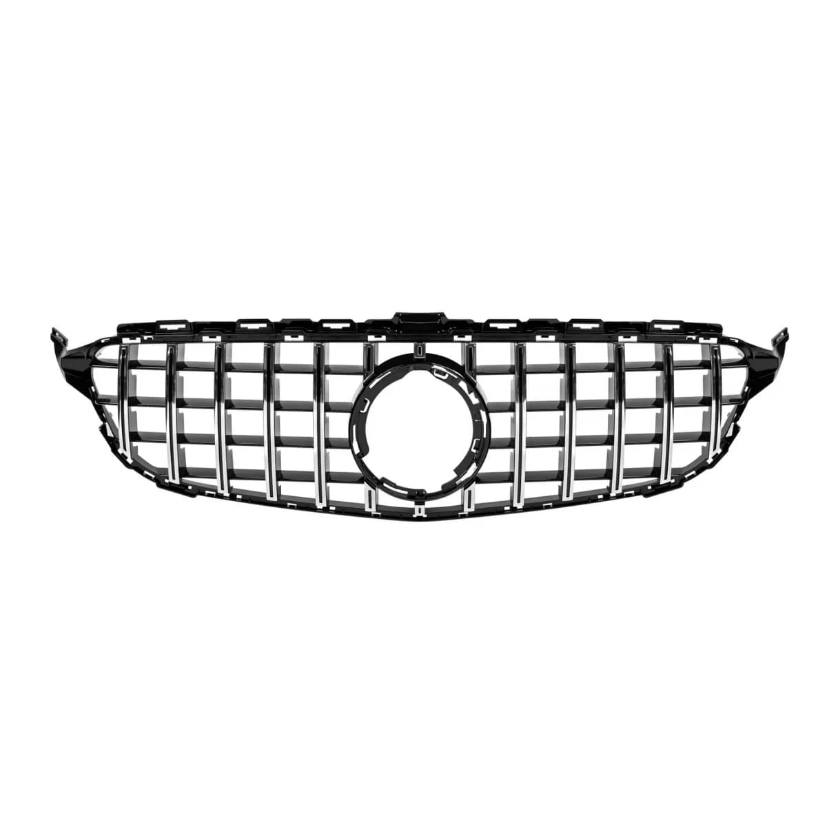 Chrome/black GT style grille suitable for Mercedes C-Class W205 sedan, S205 estate, C205 coupe after 2019 without camera opening