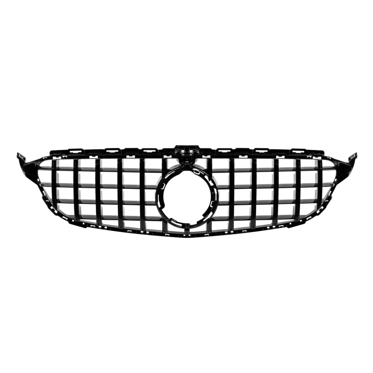 Black lacquer GT type grille suitable for Mercedes C-Class W205 sedan, S205 estate, C205 coupe after 2019 with camera opening