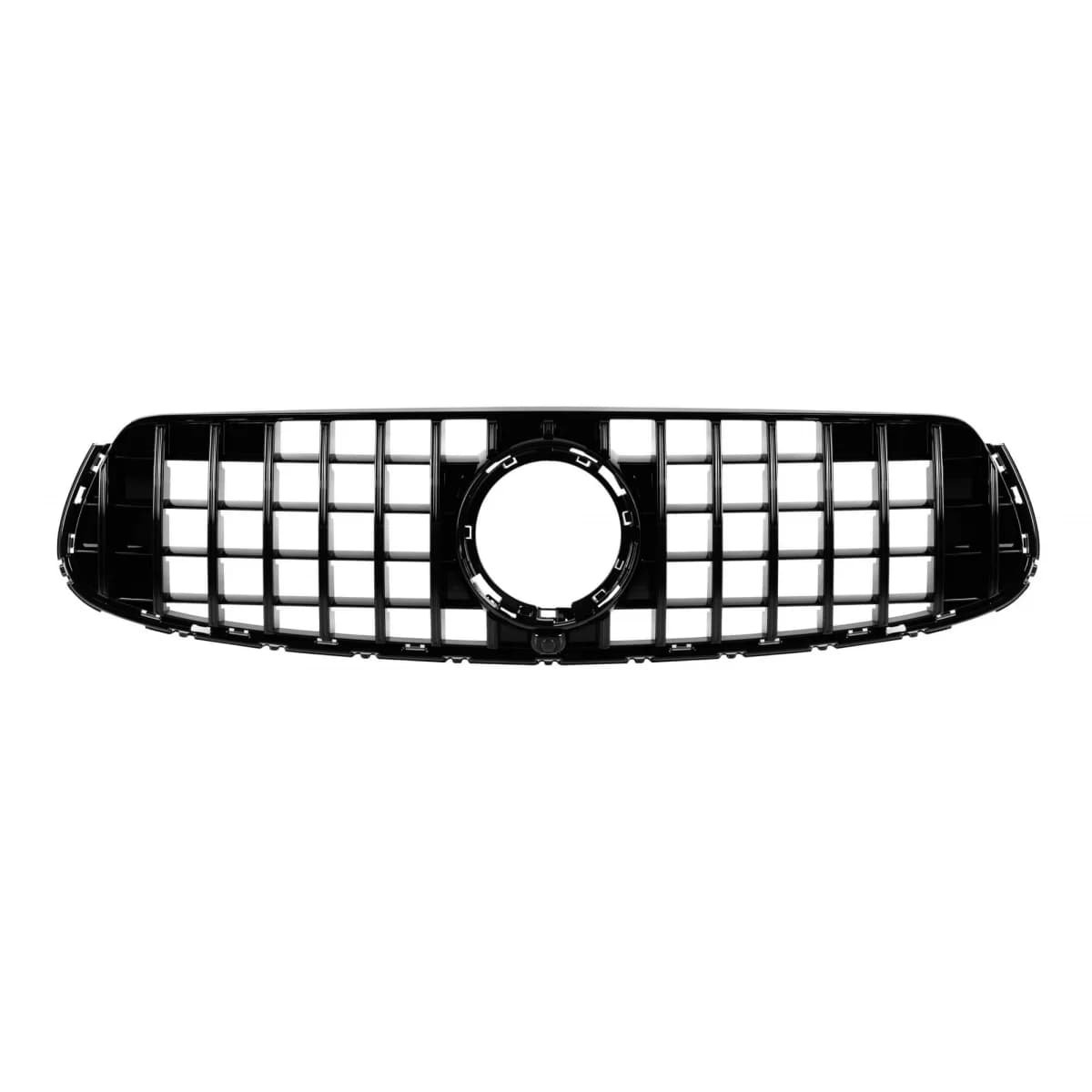 Black lacquer GT type grille suitable for front A Design bumper of Mercedes GLC SUV X253, GLC Coupe C253 2019-2022 with camera opening