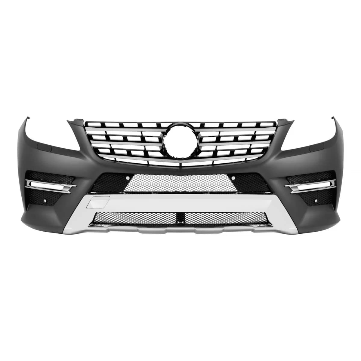 Front A Design Line bumper suitable for Mercedes ML W166 2011-2015 with chrome/black 3-spoke grille