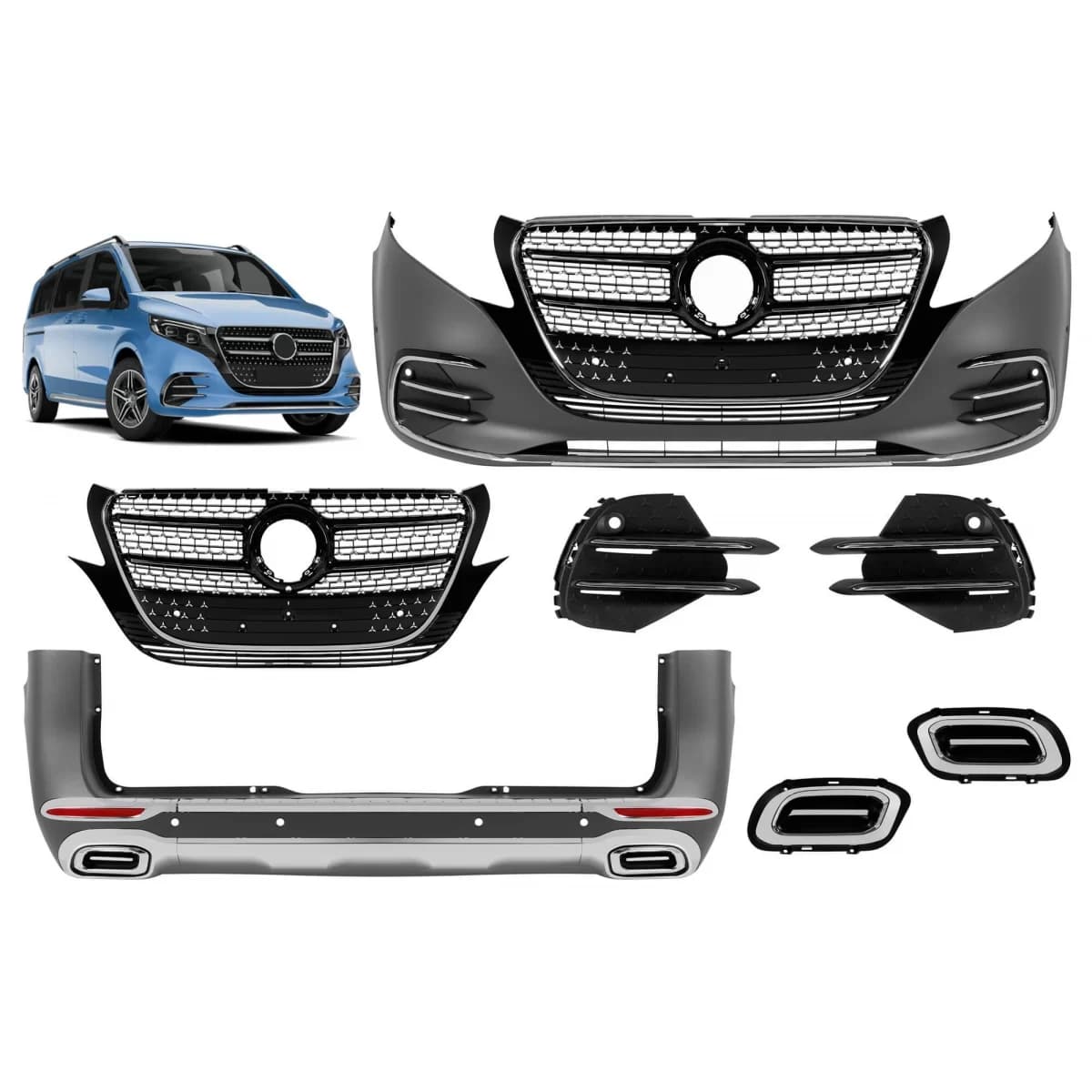 A Design Line 25 Facelift style tuning kit suitable for Mercedes V-Class W447 2016-2023 - without changing headlights