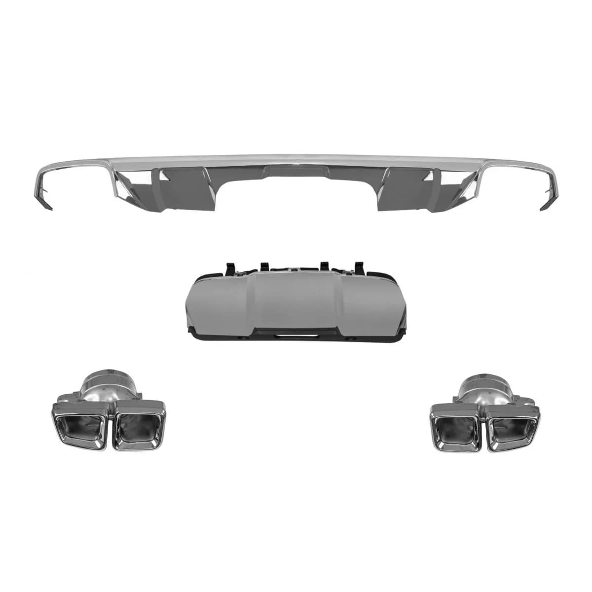 GL63 type diffuser with chrome tips suitable for rear A Design bumper for Mercedes GL X166 2012-2015 -oo--oo-