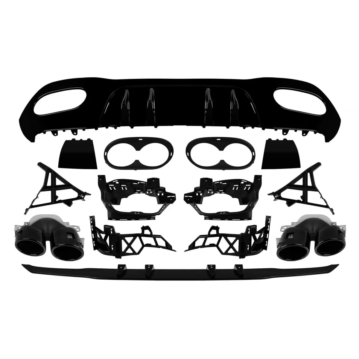 Type A45 diffuser with black tips suitable for A Design bumper on Mercedes A-Class W177 after 2018 -oo--oo-