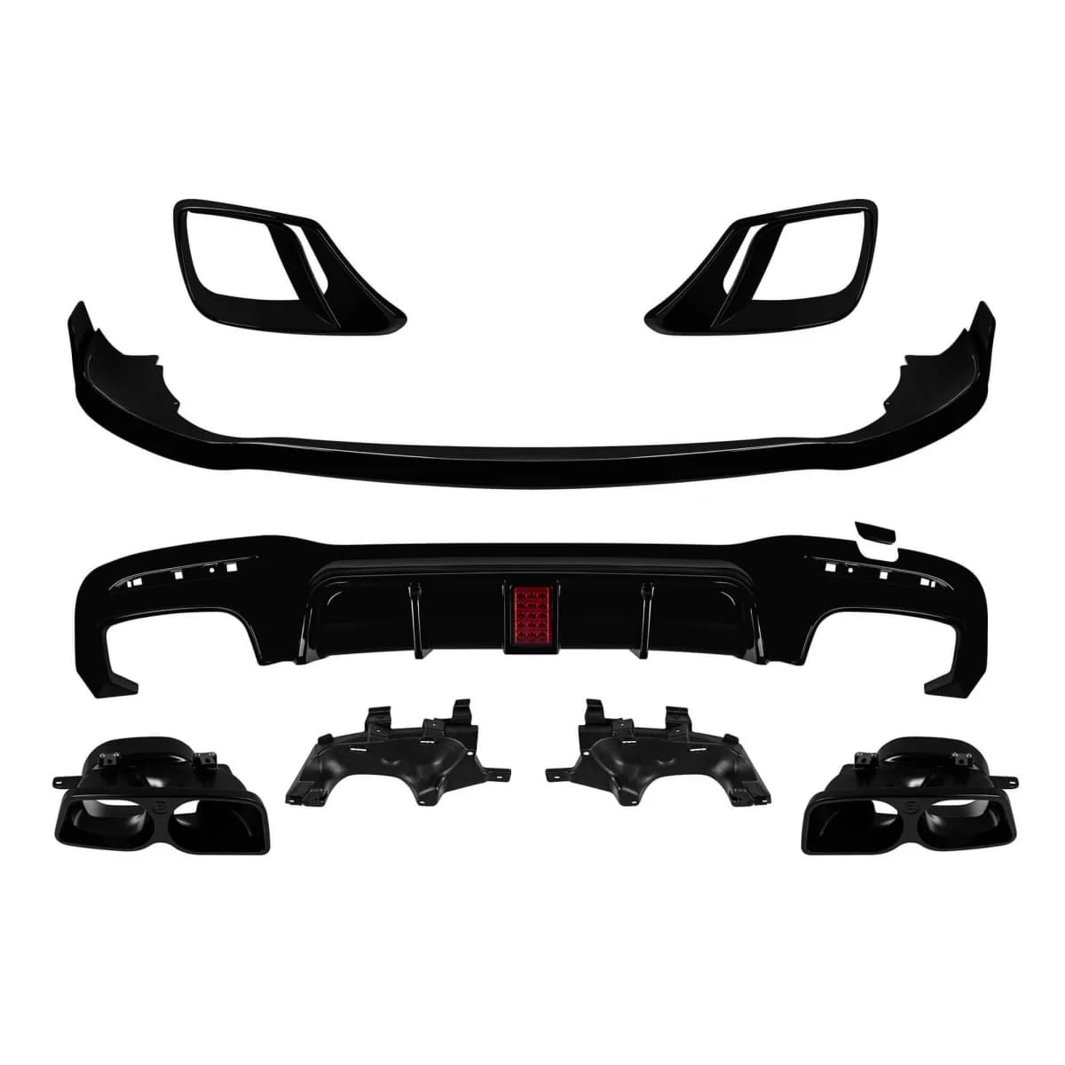 Brabus add-ons for front and rear A Design bumper suitable for Mercedes S-Class W222 2017-2020 with exhaust tips