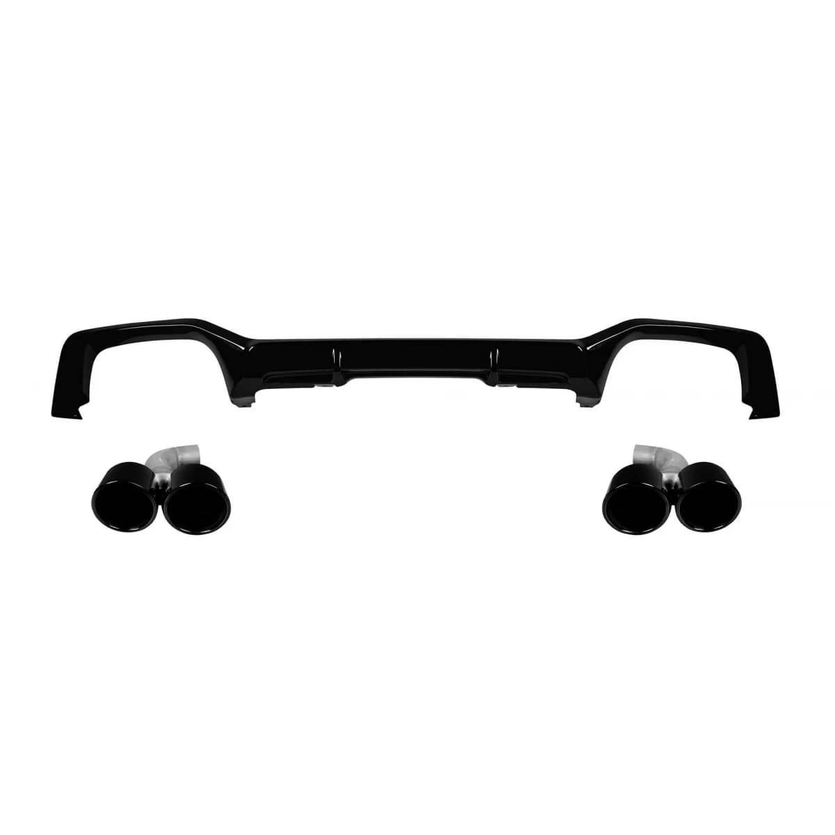 X4M type diffuser with black tips suitable for rear M bumper on BMW X4 G02 after 2018 -oo--oo-