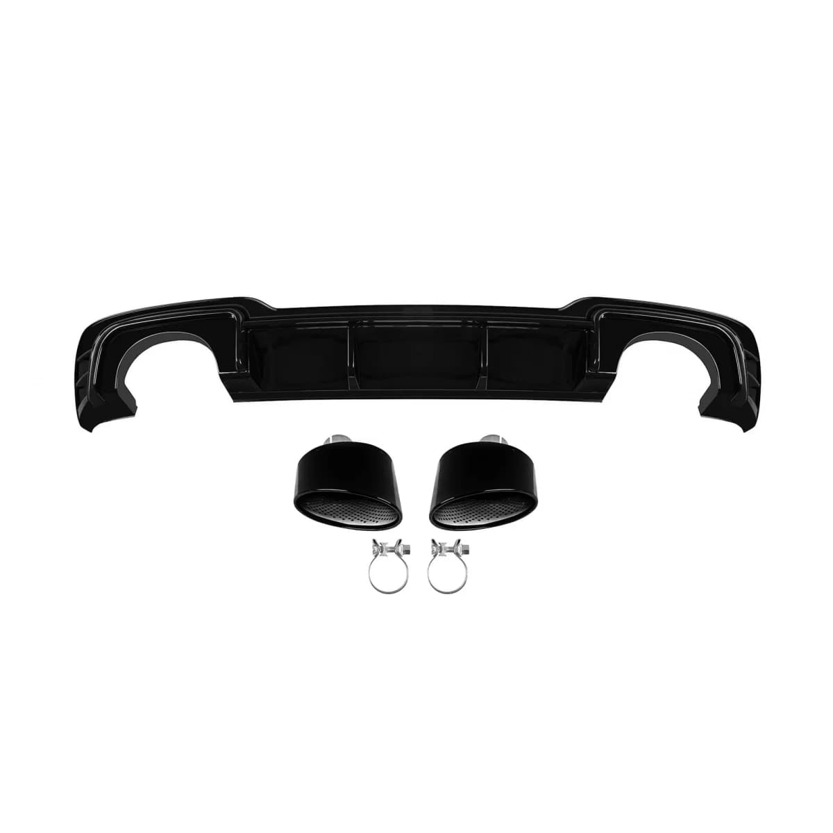 RS3 type diffuser with black tips suitable for S-line rear bumper on Audi A3 Sportback 2017-2020 -o---o-