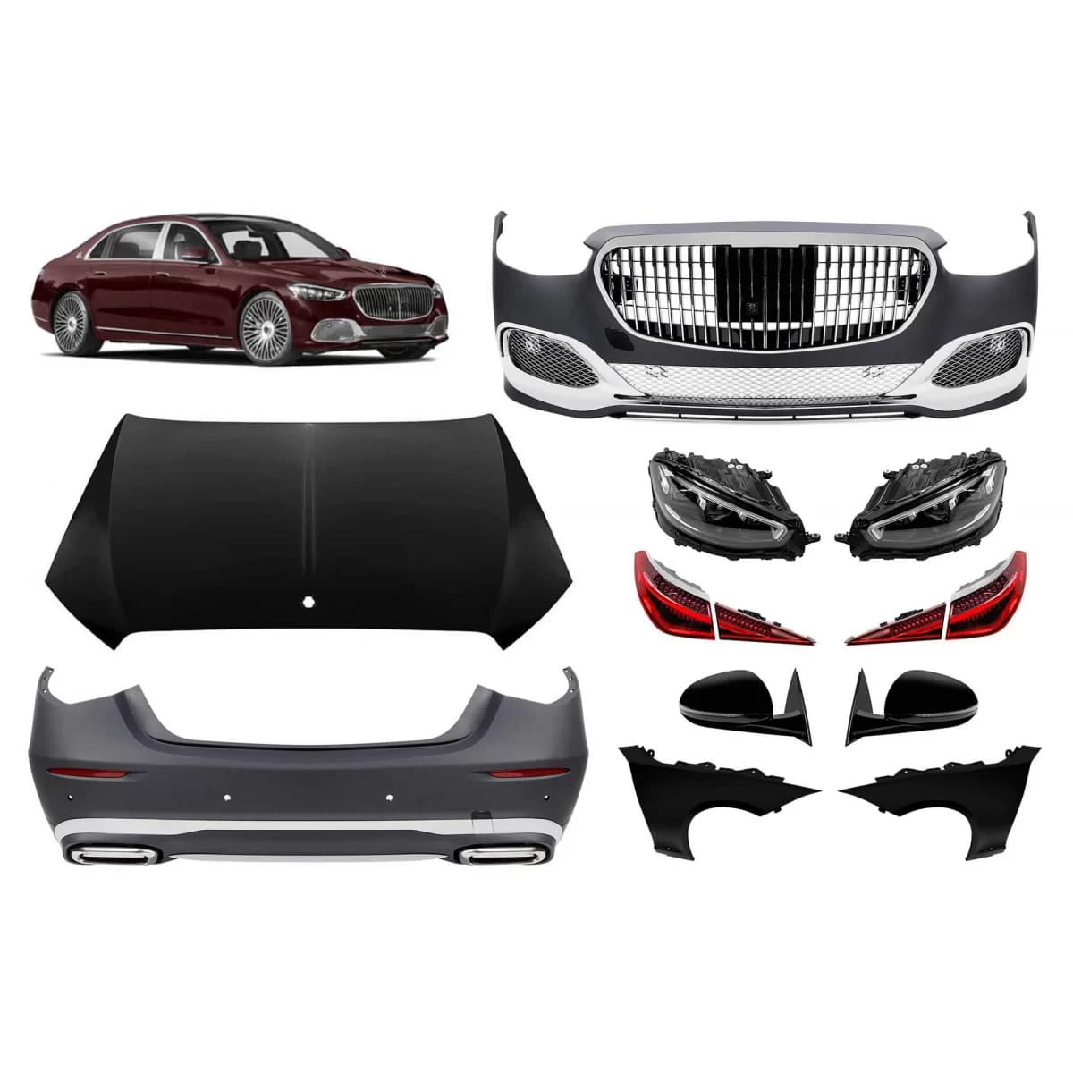 Maybach package suitable for Mercedes S-Class W221 2005-2013 conversion to W223 after 2020