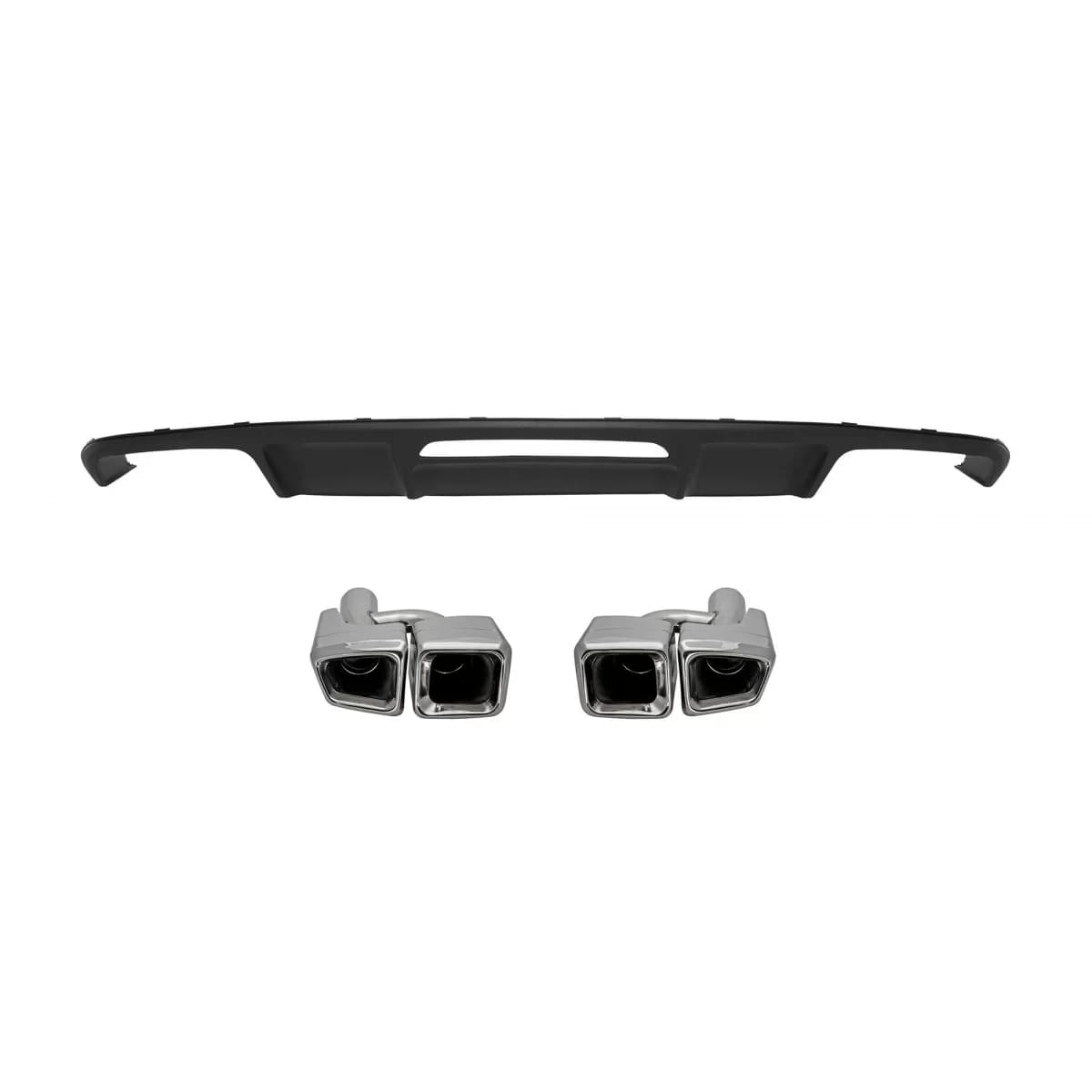 CLS63 type diffuser with chrome E63 type tips suitable for rear A Design bumper on Mercedes CLS W218 2011-2018 -oo--oo-