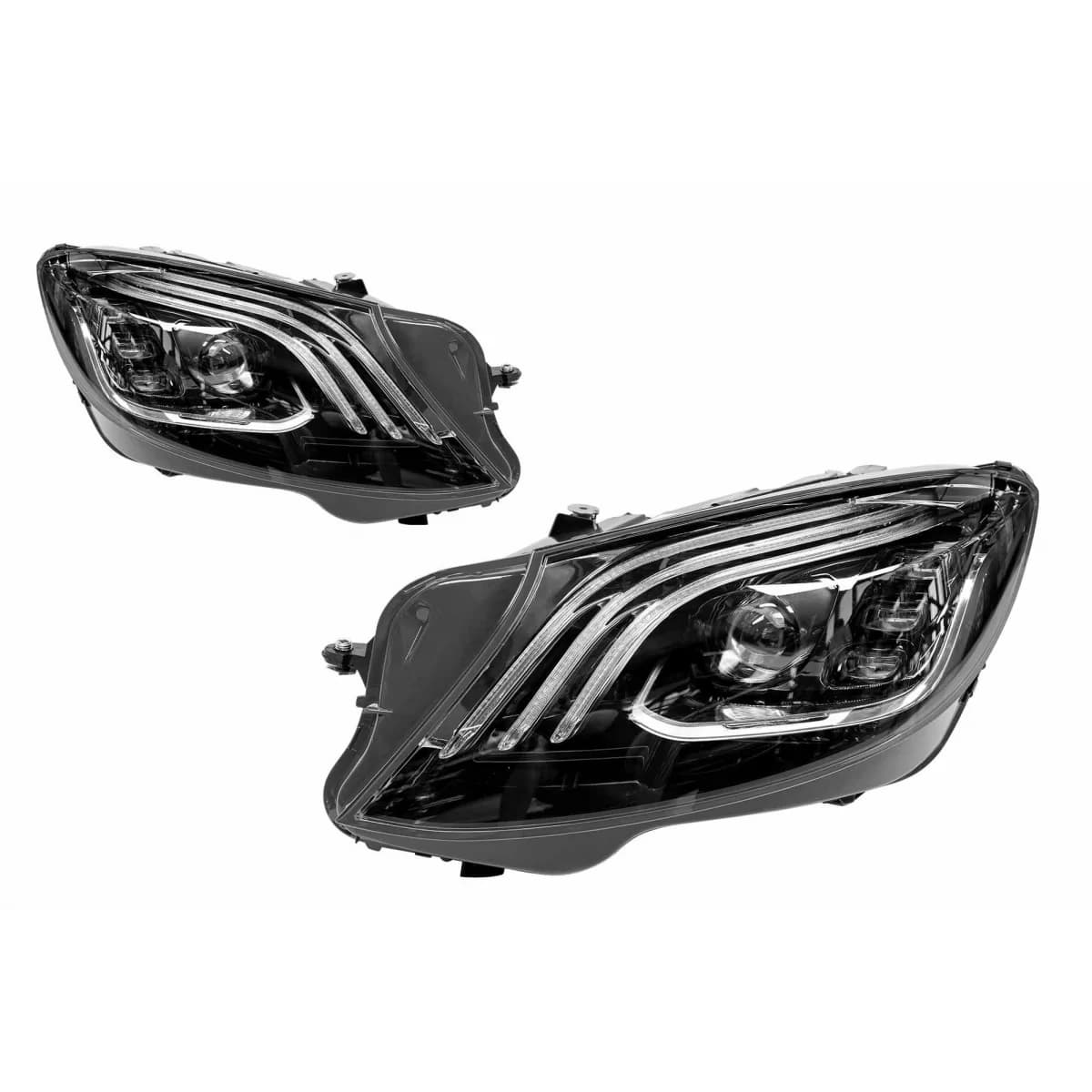 LED headlight tuning kit suitable for Mercedes S-Class W222 2013-2017, compatible with front bumper 2013-2017, black base, left and right