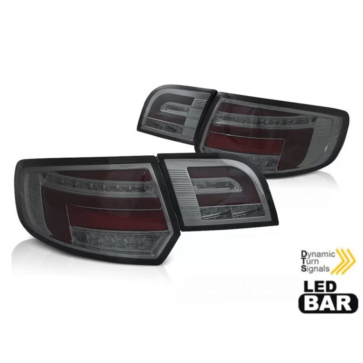 Tuning LED tail light set suitable for Audi A3 8P Sportback 2003-2008 fully smoked base, left and right