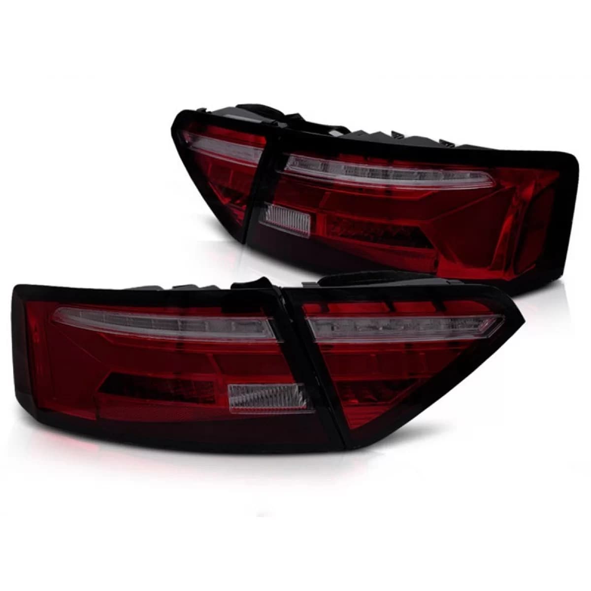 Tuning LED tail light set suitable for Audi A5 2011-2016 with red smoked base, featuring dynamic turn signal, left and right