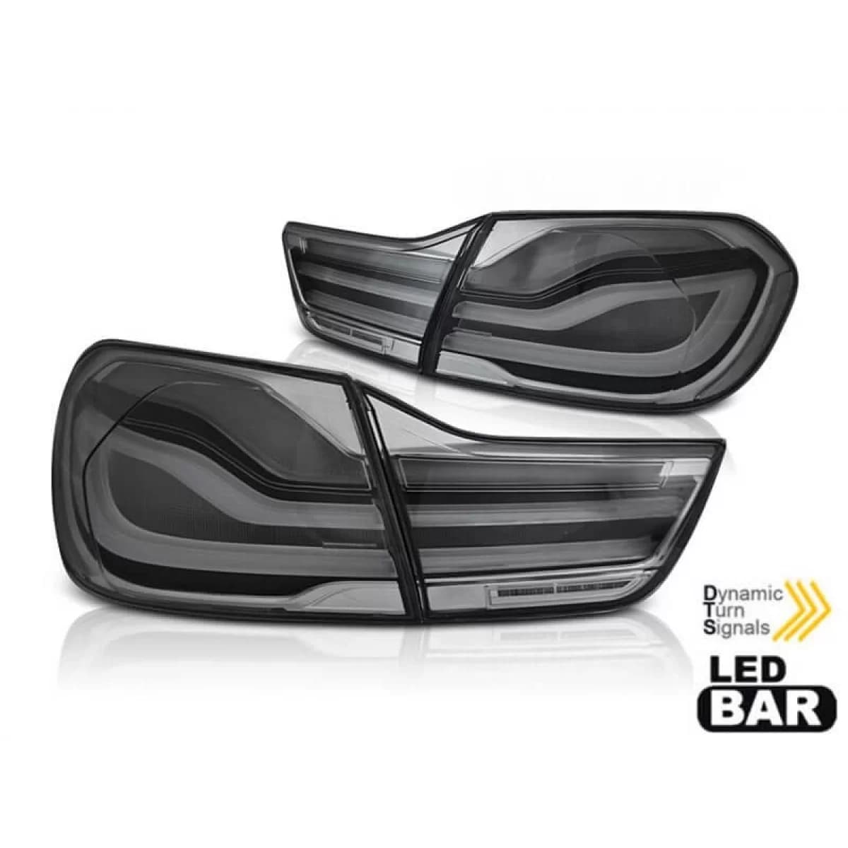 LED tail light set suitable for BMW Series 4 F32 Coupe, F33 Cabriolet, F36 Gran Coupe 2013-2016, fully smoked, with dynamic turn signal, left and right