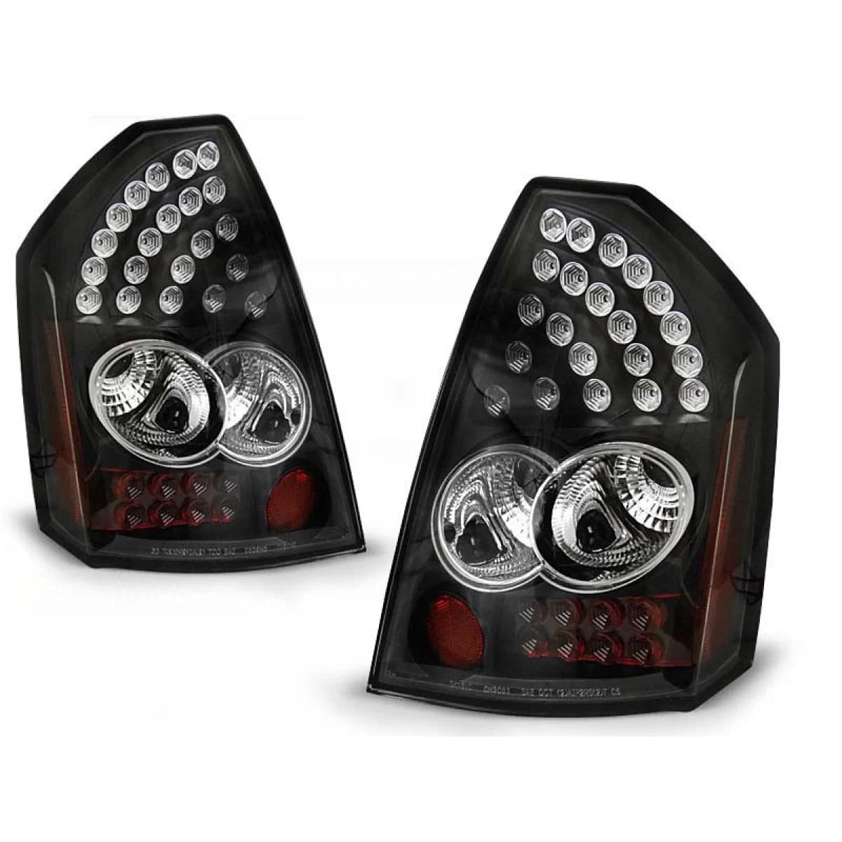 Tuning LED tail light set suitable for Chrysler 300C 2005-2008 with black base, left and right