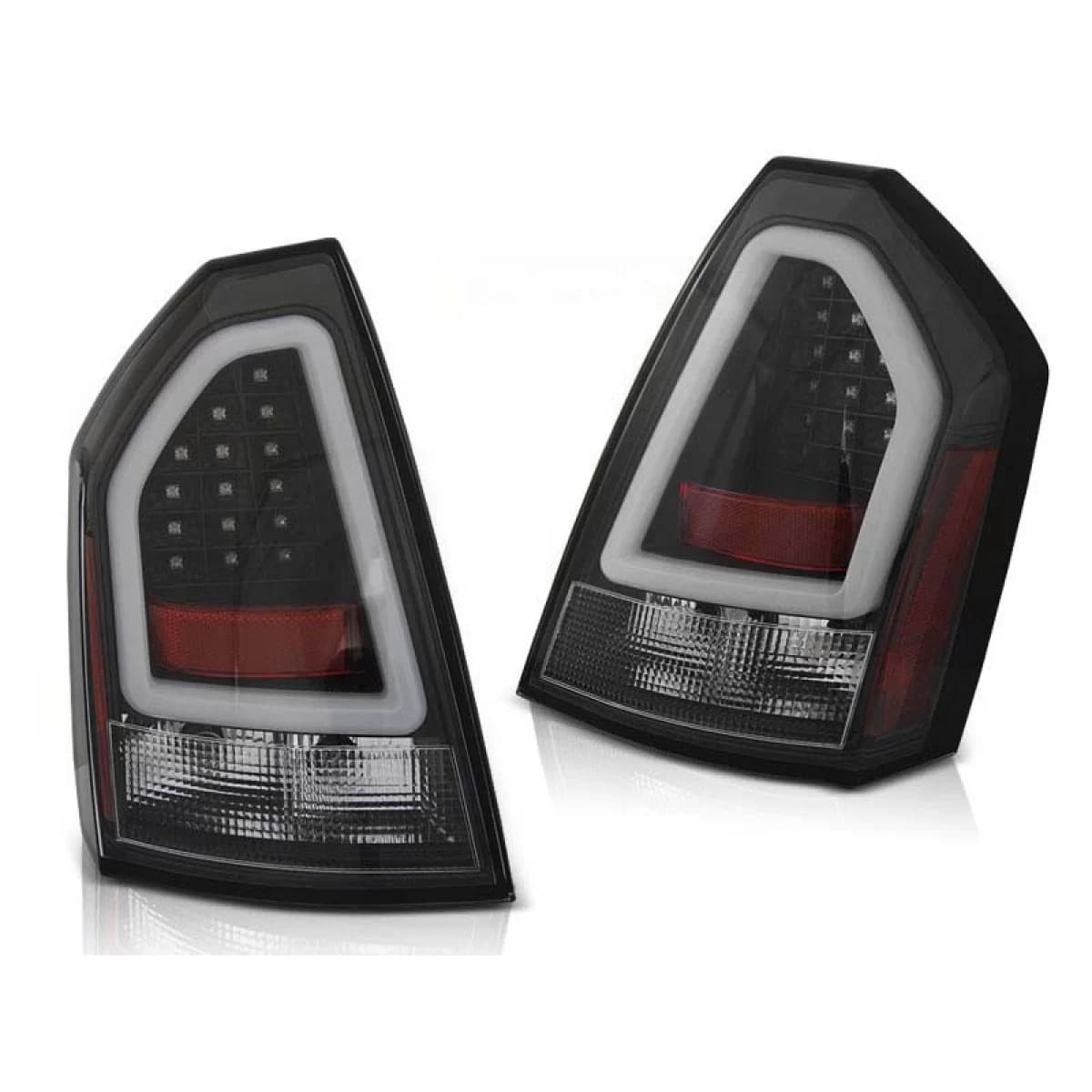 Tuning LED tail light set suitable for Chrysler 300C 2005-2008 with black base, left and right
