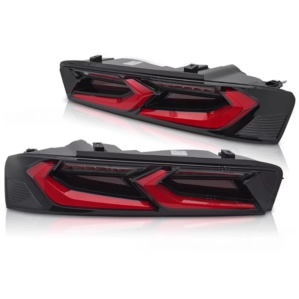 Tuning LED tail light set suitable for Chevrolet Camaro 2016-2018, with dynamic turn signal, black-red base, left and right