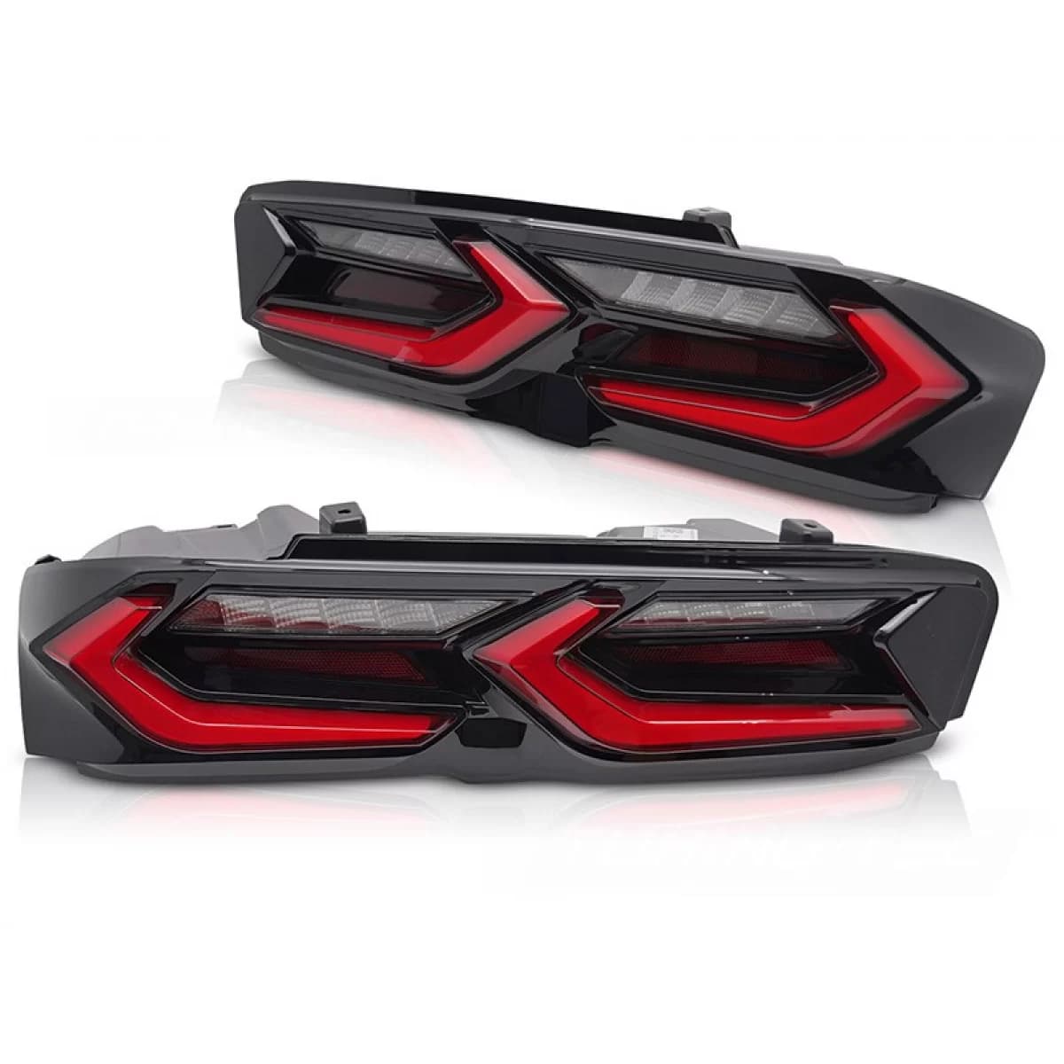 Tuning LED tail light set suitable for Chevrolet Camaro 2019-2023, with dynamic turn signal, black-red base, left and right