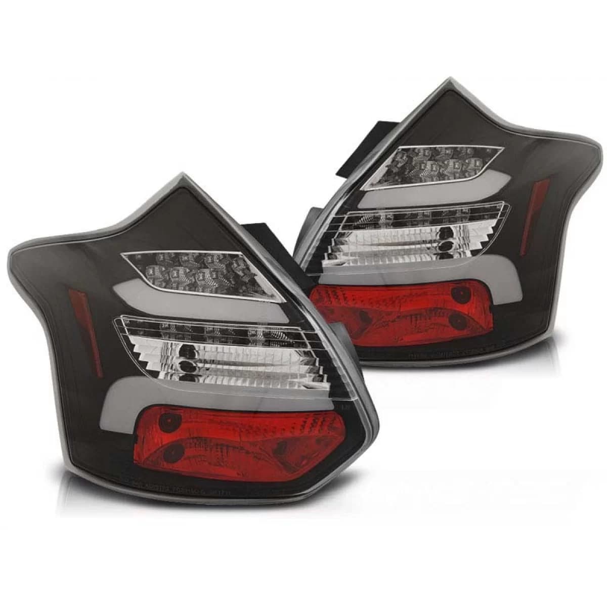 LED tuning tail light set suitable for Ford Focus III hatchback 2011-10.2014 with black base, left and right