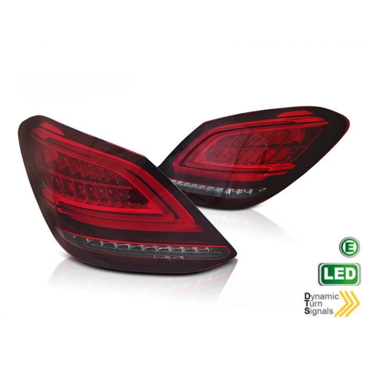 LED tuning tail light kit suitable for Mercedes C-Class W205 sedan 2014-2018, red white base, with dynamic turn signal, left and right