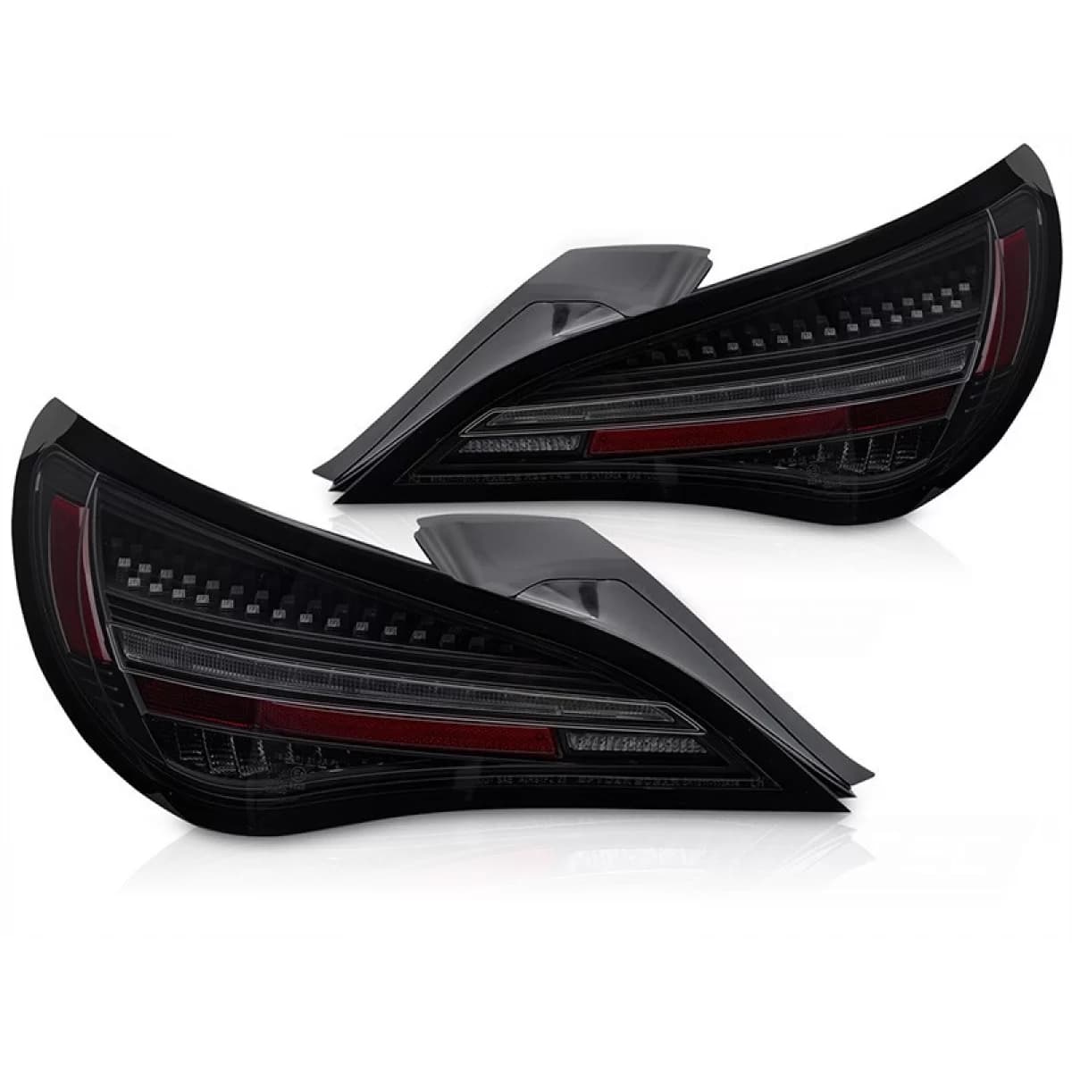 LED tuning tail light kit suitable for Mercedes CLA C117 2013-2016 with black smoked base and dynamic turn signal, for the model equipped with halogen tail lights, left and right