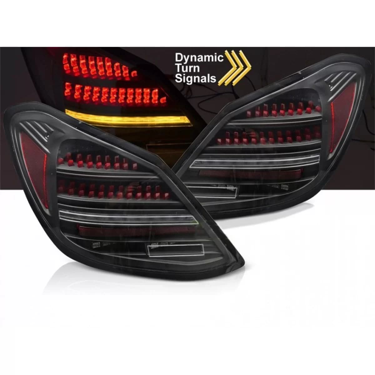 LED tuning tail light kit suitable for Mercedes C-Class W205 sedan 2014-2021, black-red base, with dynamic turn signal, left and right