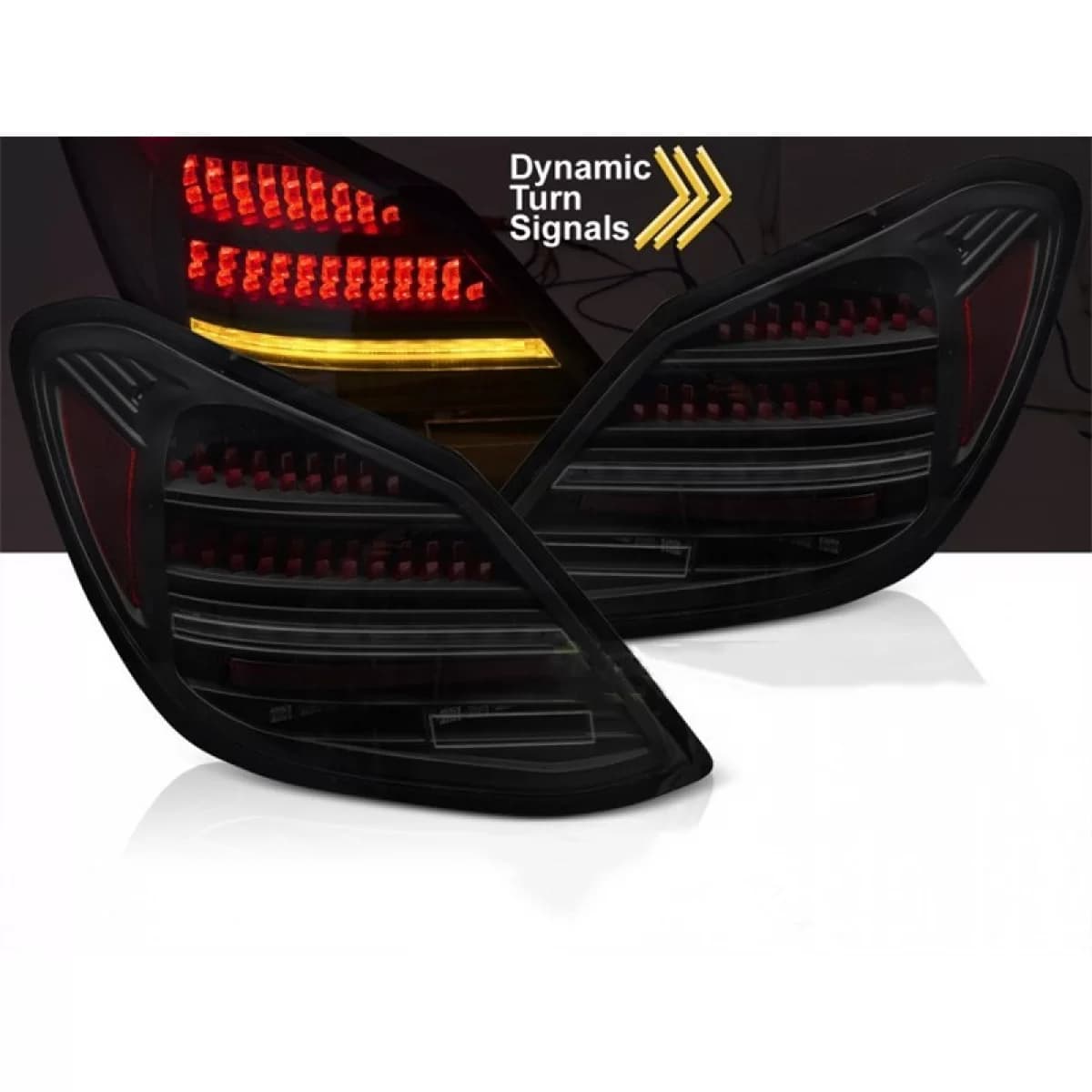 LED tuning tail light kit suitable for Mercedes C-Class W205 sedan 2014-2021, red smoked base, with dynamic turn signal, left and right