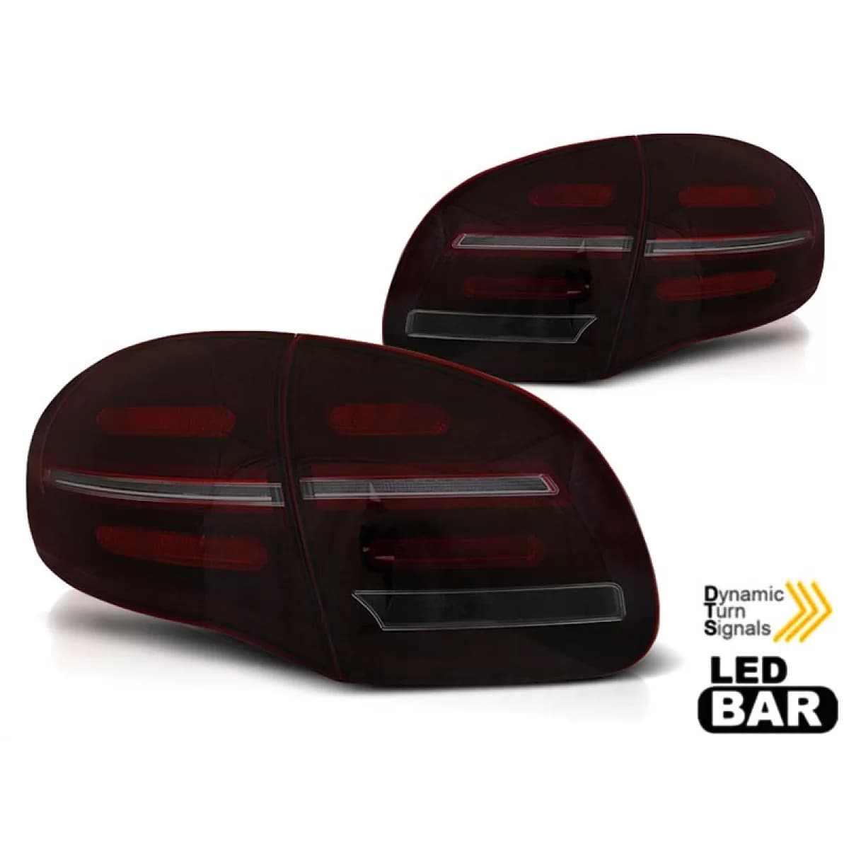 LED tail light set suitable for Porsche Cayenne 2010-2015, black, red smoked base, left and right