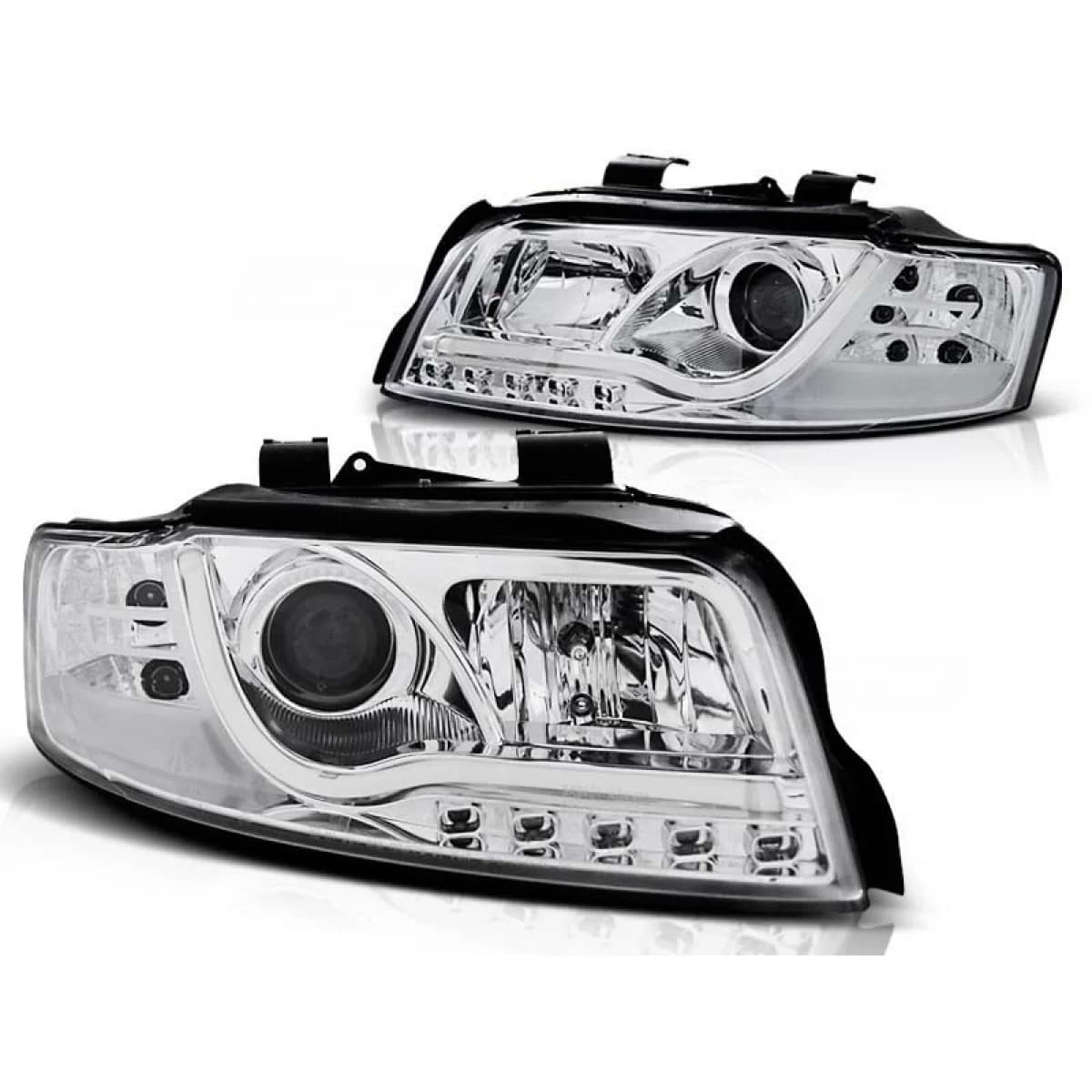 Tuning headlight set with LED lights suitable for Audi A4 B6 10.2000-10.2004 sedan/wagon, left and right