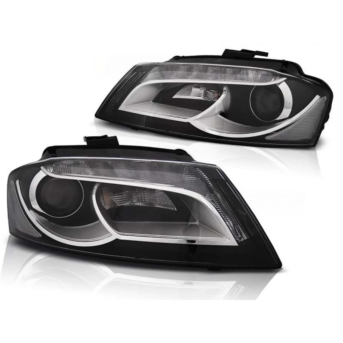 Tuning headlight set with real DRL lights suitable for Audi A3 8P 2008-2012 3D/5D, left and right