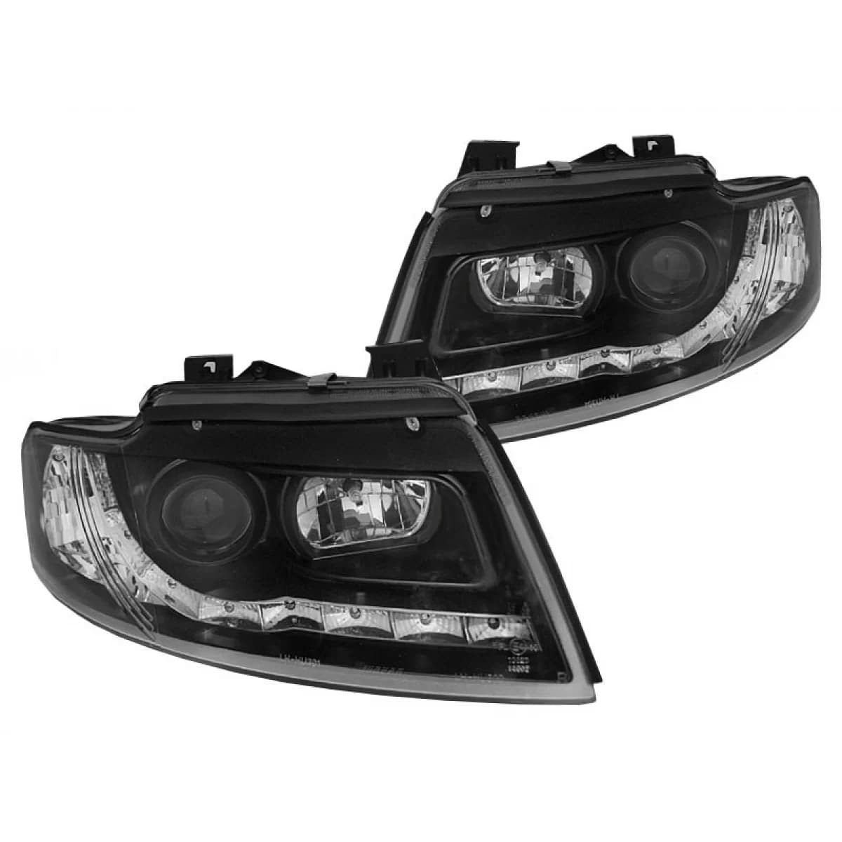 Tuning headlight set suitable for Audi A4 B6 Cabriolet 2002-2006 with black base, left and right