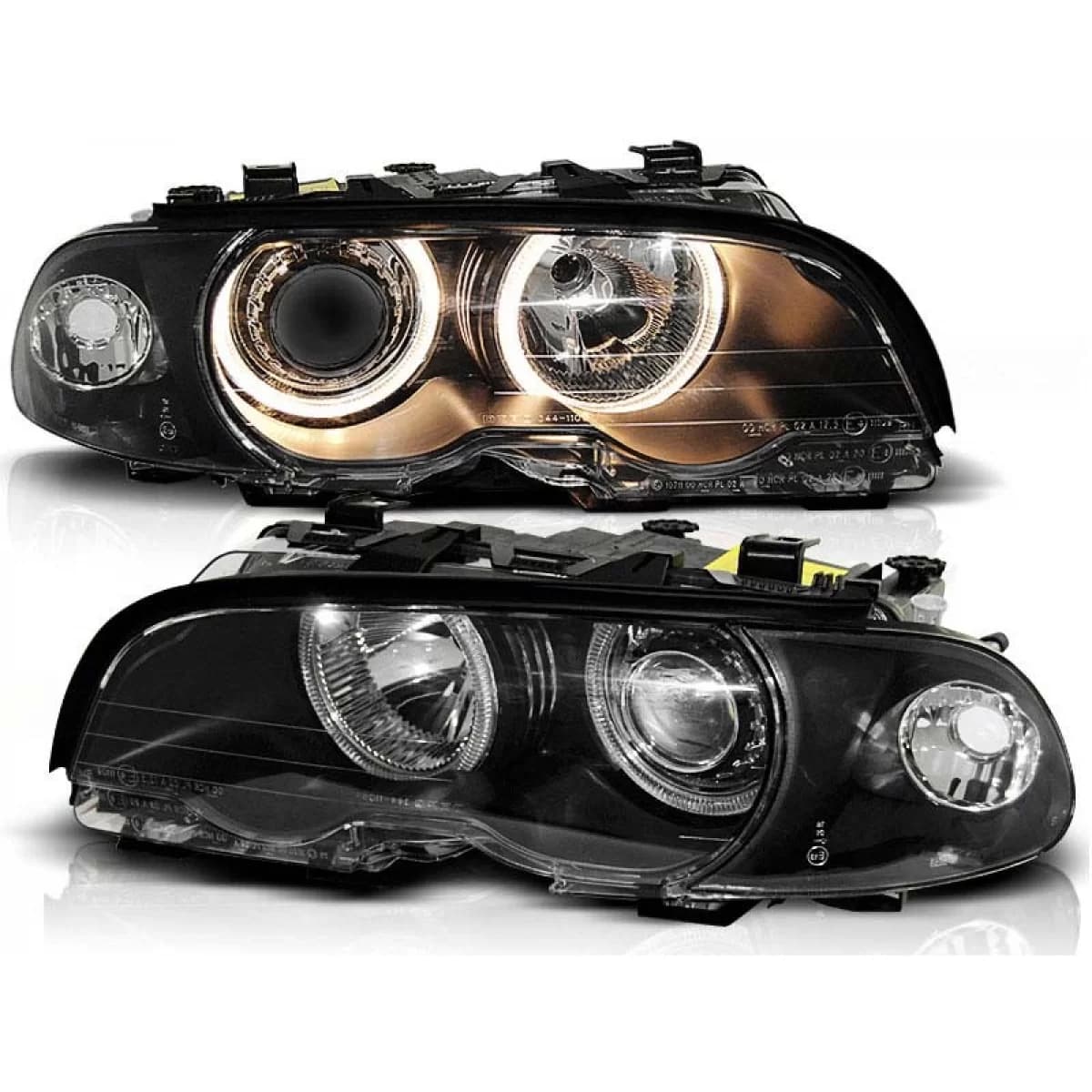 Tuning headlight kit with halogen angel eyes suitable for BMW 3 E46 04.1999-03.2001 coupe/cabriolet, left and right