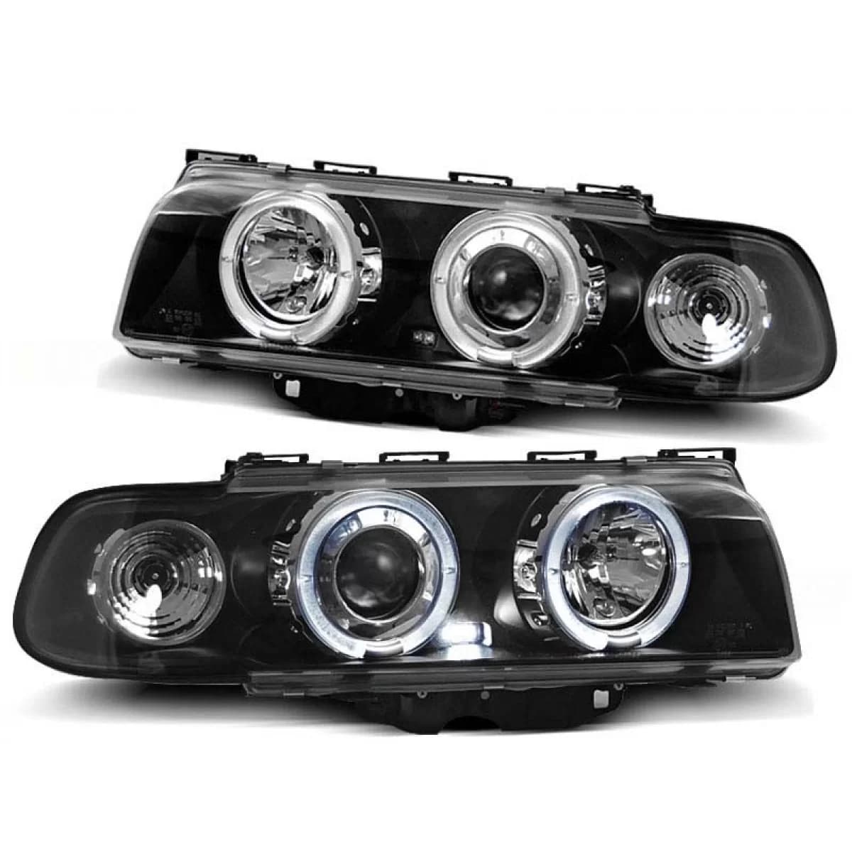 Tuning headlight set with halogen angel eyes suitable for BMW 7 E38 6.1994 - 8.1998, left and right