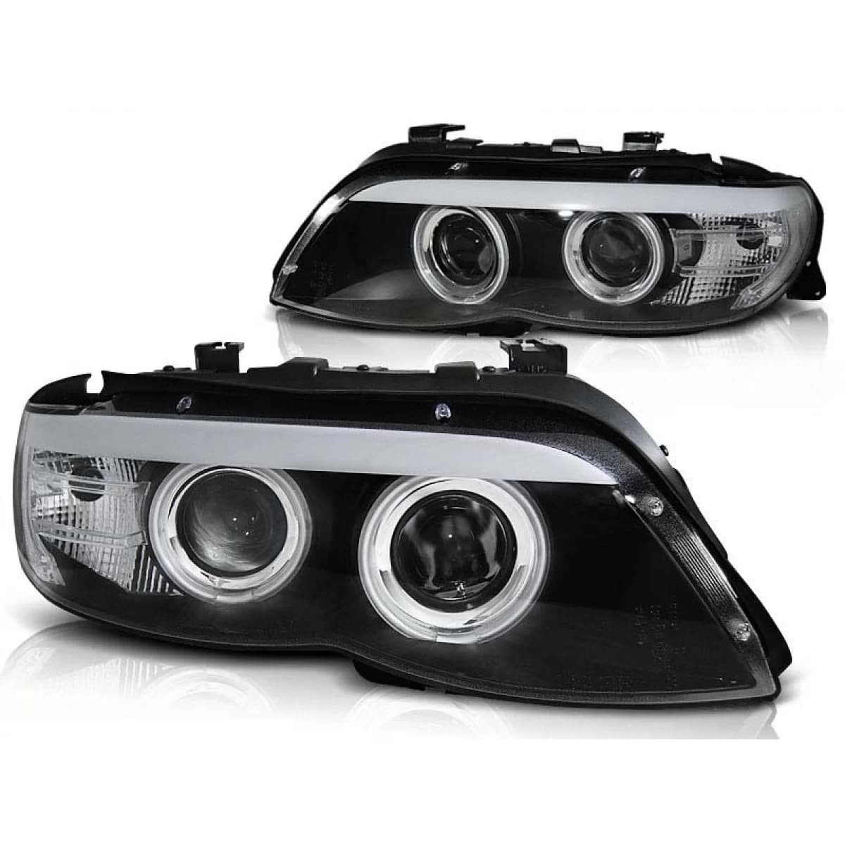 Tuning headlight set with CCFL angel eyes and LED strip suitable for BMW X5 E53 11.2003-2006, left and right