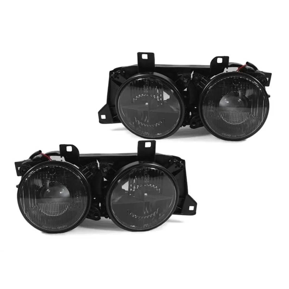 Tuning headlight set suitable for BMW 5 Series E34 1987-1995, 7 Series E32 1986-1994 with black base, left and right