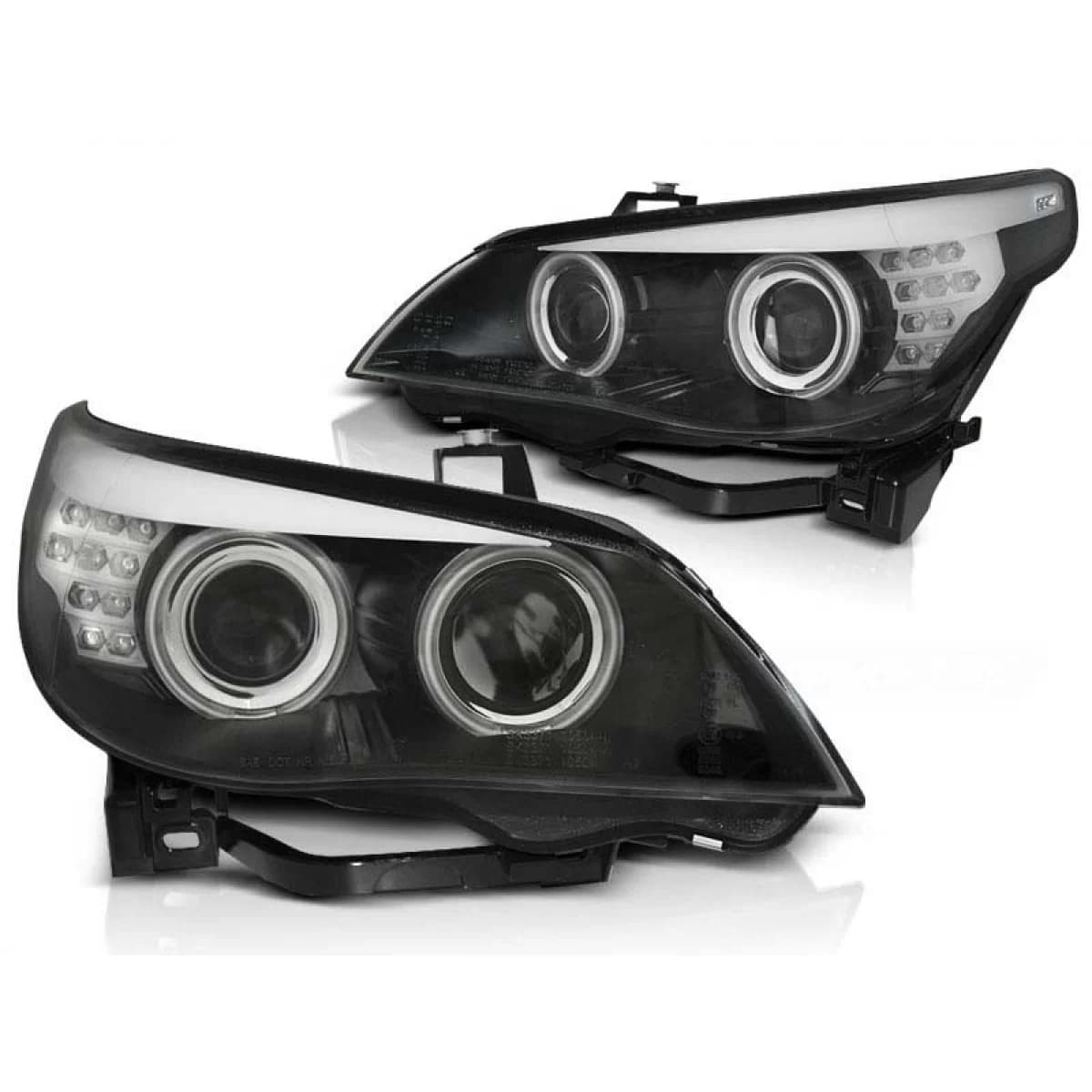 Tuning headlight set with CCFL angel eyes suitable for BMW E60/E61 2003-2007, left and right