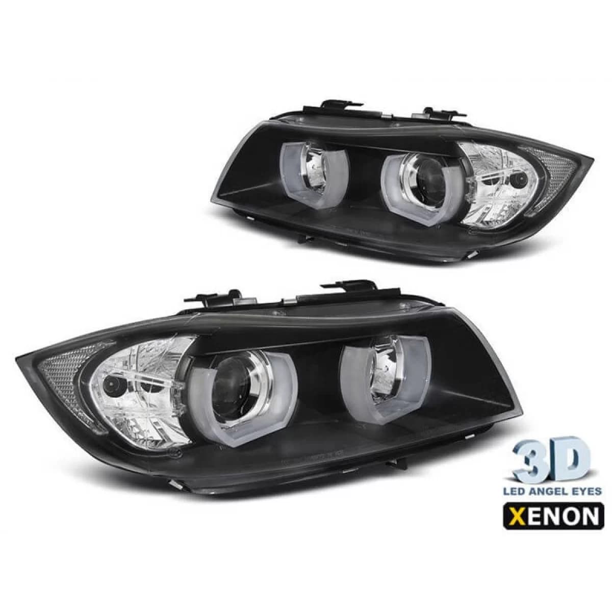 Xenon headlight set suitable for BMW 3 Series E90, E91 2005-2008 with black base, left and right