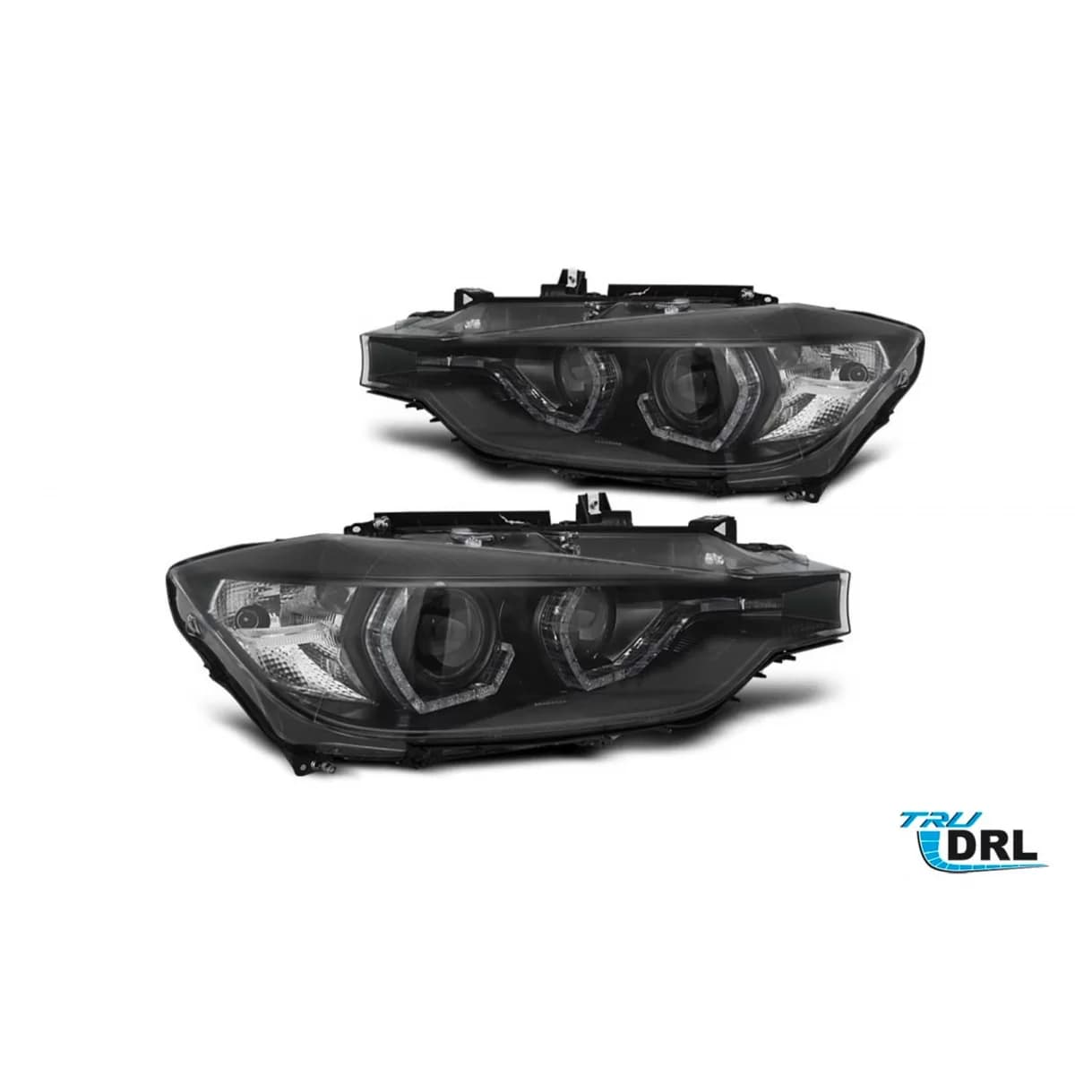 Tuning DRL headlight kit suitable for BMW 3 Series F30 sedan, F31 touring 2015-2018 with black base, left and right