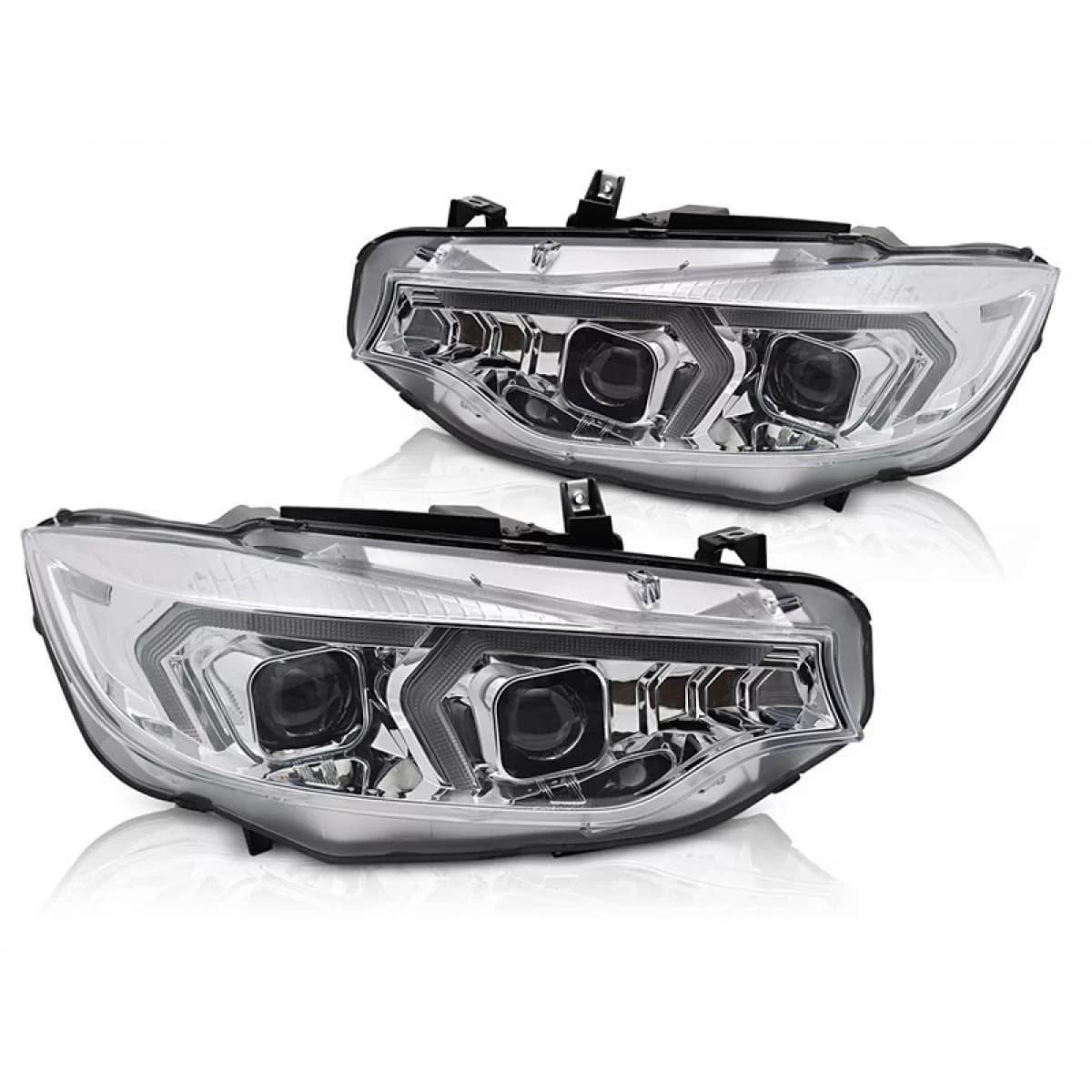Xenon headlight set suitable for BMW 4 Series F32 coupe, F33 convertible 2013-2017 with chrome base, for the model with factory DRL lights, without AFS, left and right