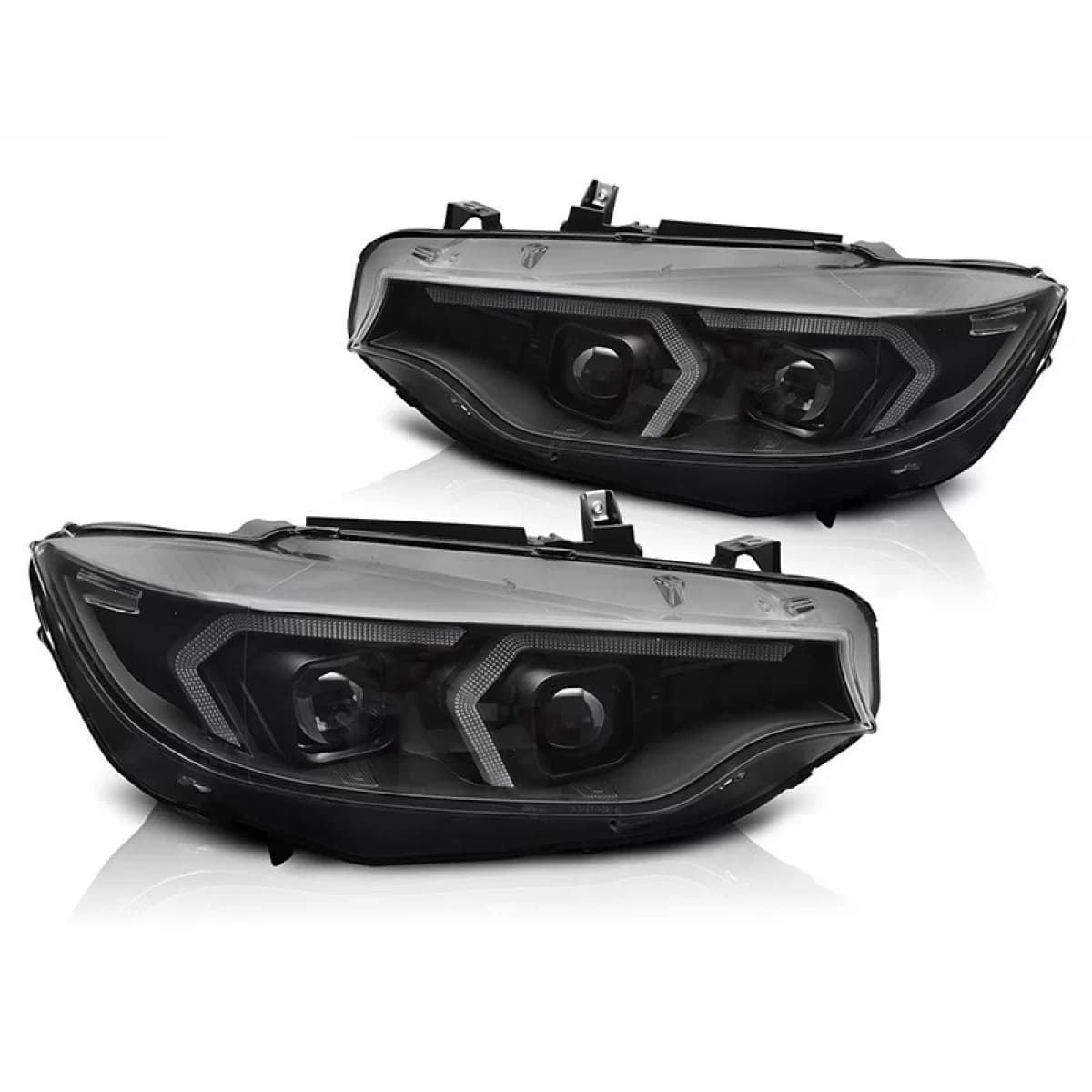 Xenon headlight set suitable for BMW Series 4 F32 coupe, F33 convertible 2013-2017 with black base, for the model with factory DRL lights, without AFS, left and right