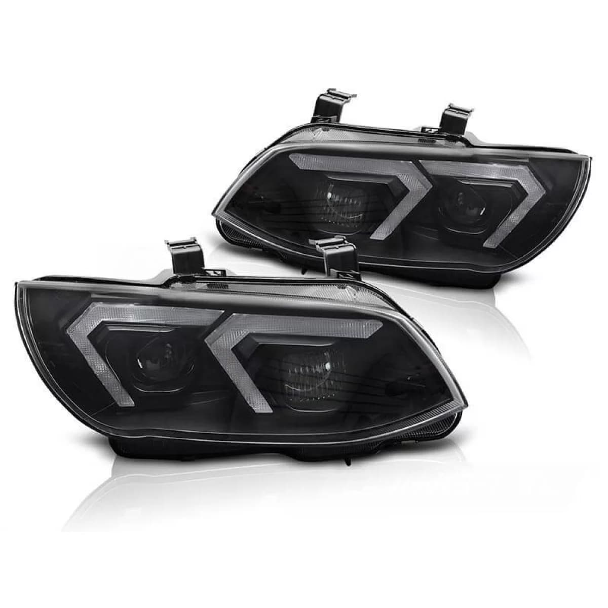LED tuning headlight set suitable for BMW 3 Series E92 coupe, E93 convertible 2010-2013 with black base, for the model with factory DRL lights, without AFS, left and right