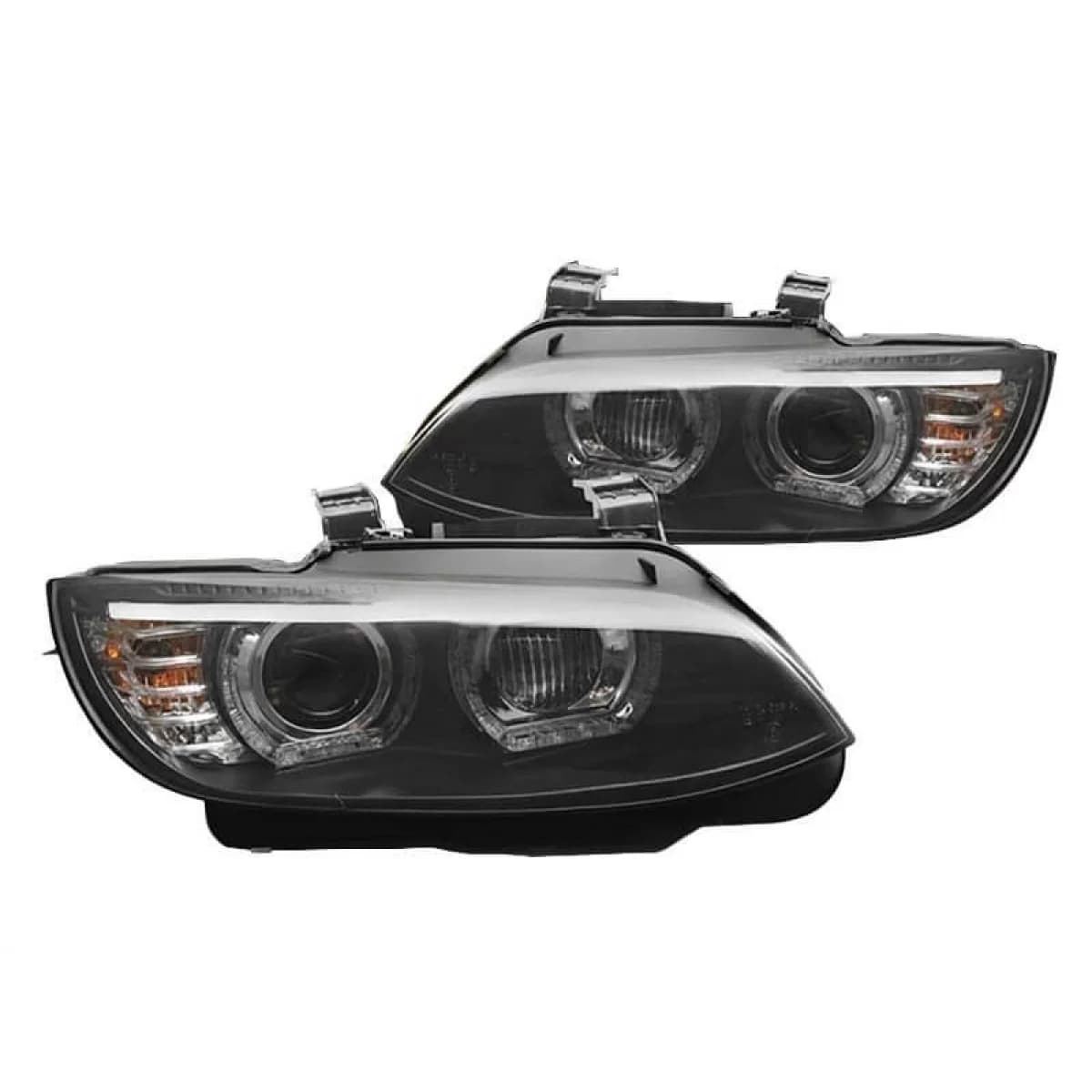 Xenon headlight set suitable for BMW 3 Series E92 coupe, E93 convertible 2006-2010 with black base, for models with factory DRL lights, without AFS, left and right