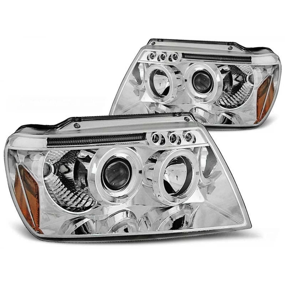 Tuning headlight kit with halogen angel eyes suitable for Chrysler JEEP GRAND CHEROKEE 1999-05.2005, left and right