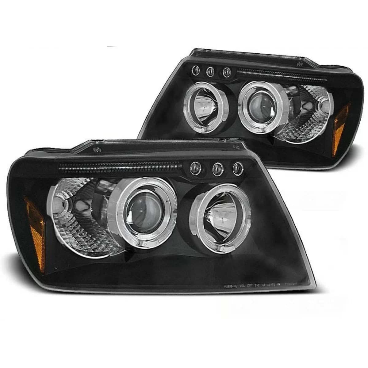 Tuning headlight set with halogen angel eyes suitable for Chrysler JEEP GRAND CHEROKEE 1999-05.2005, left and right