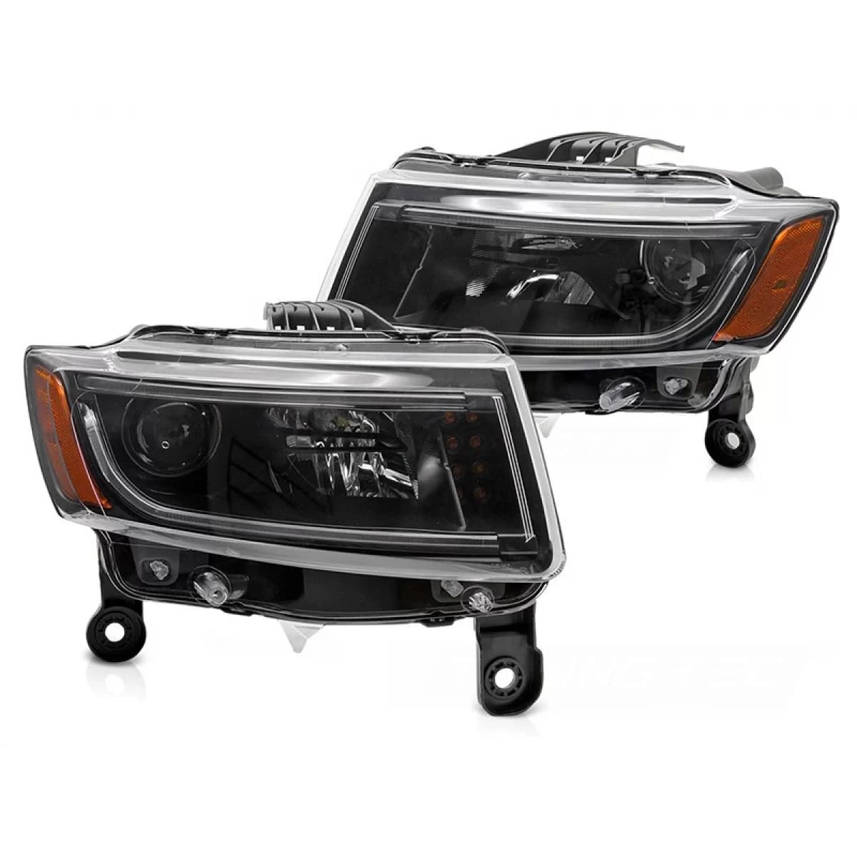 Tuning headlight set suitable for Jeep Grand Cherokee 2014-2016 with black base, left and right