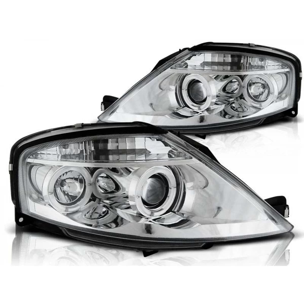 Tuning headlight set with halogen angel eyes suitable for Citroen C3 03.2002-2009, left and right