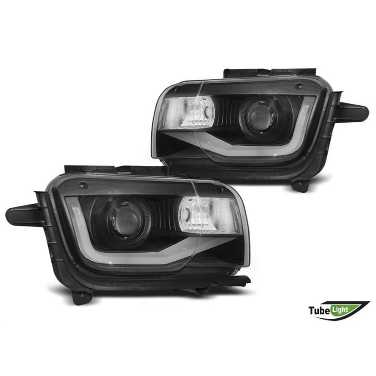 Tuning headlight set suitable for Chevrolet Camaro 2009-2013 with black base, left and right
