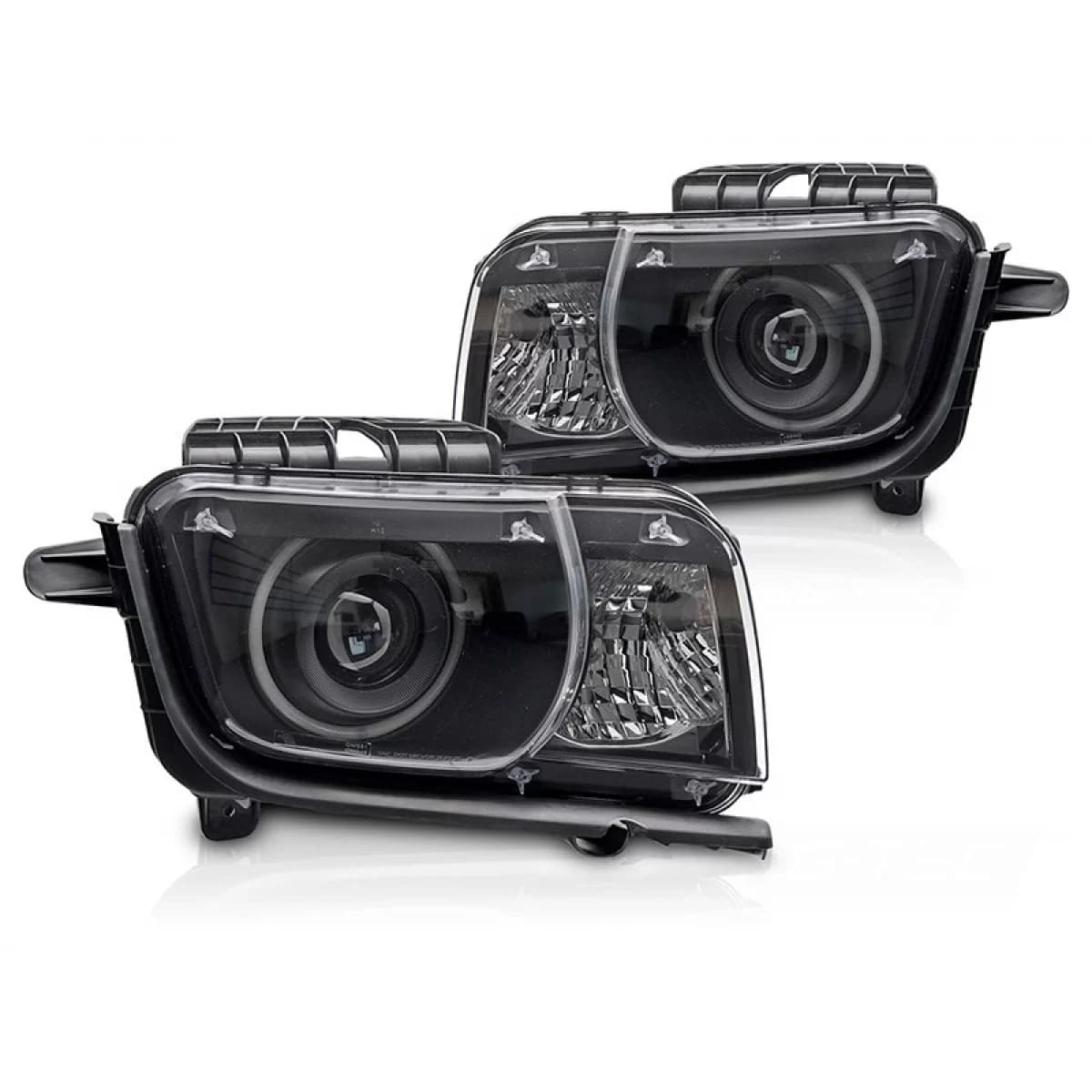 Tuning headlight set suitable for Chevrolet Camaro 2009-2013 with black base, left and right
