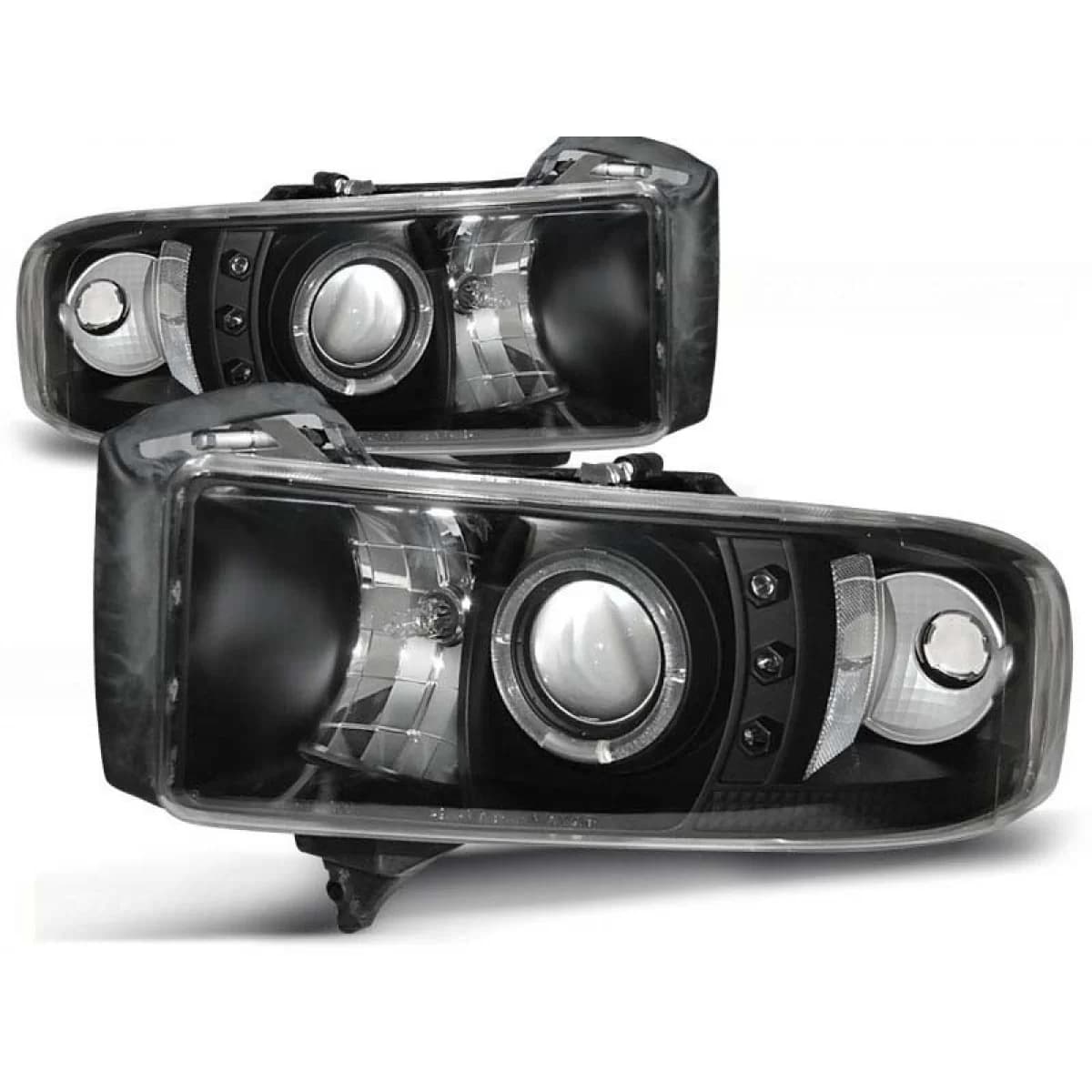 Tuning headlight kit with halogen angel eyes suitable for Dodge RAM 1994-2001, left and right
