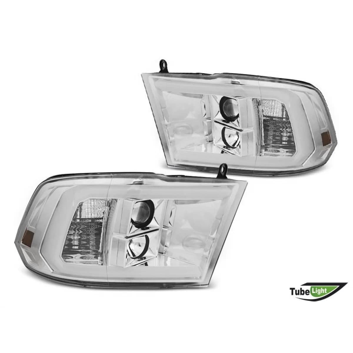 Tuning headlight set suitable for Dodge Ram 2009-2018 with chrome base, left and right